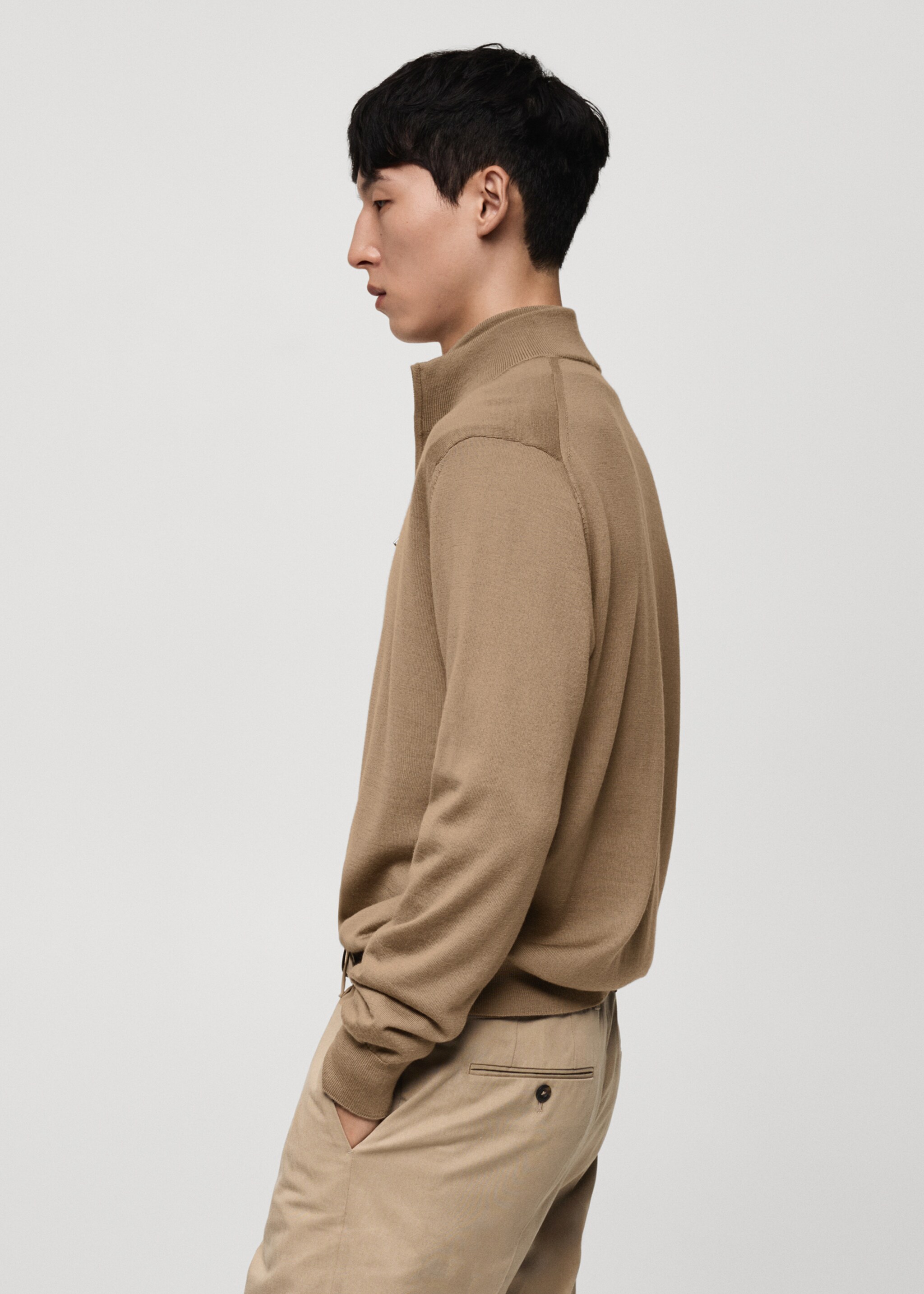 100% merino wool sweater with zip-neck - Details of the article 2
