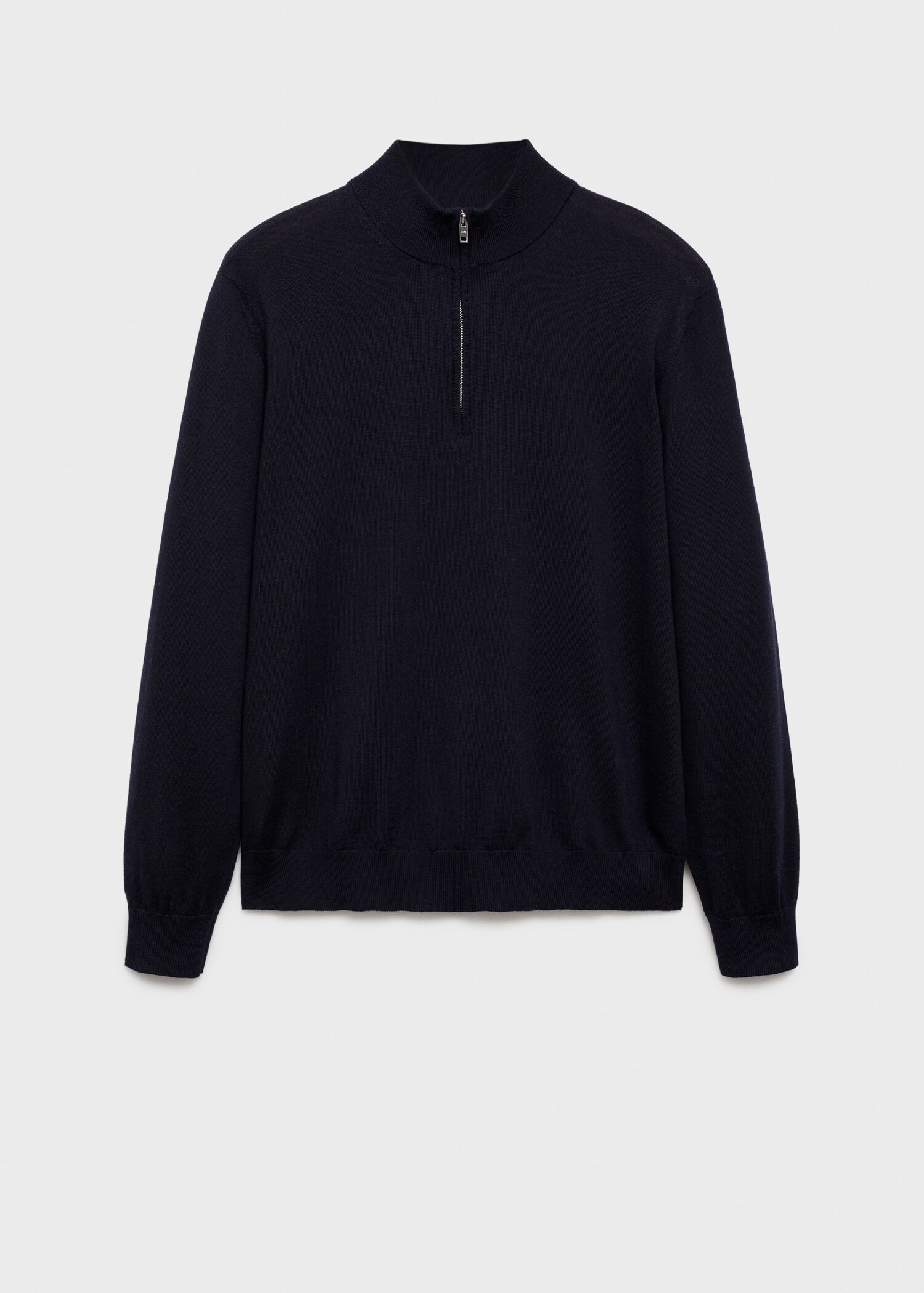 100% merino wool sweater with zip-neck - Article without model