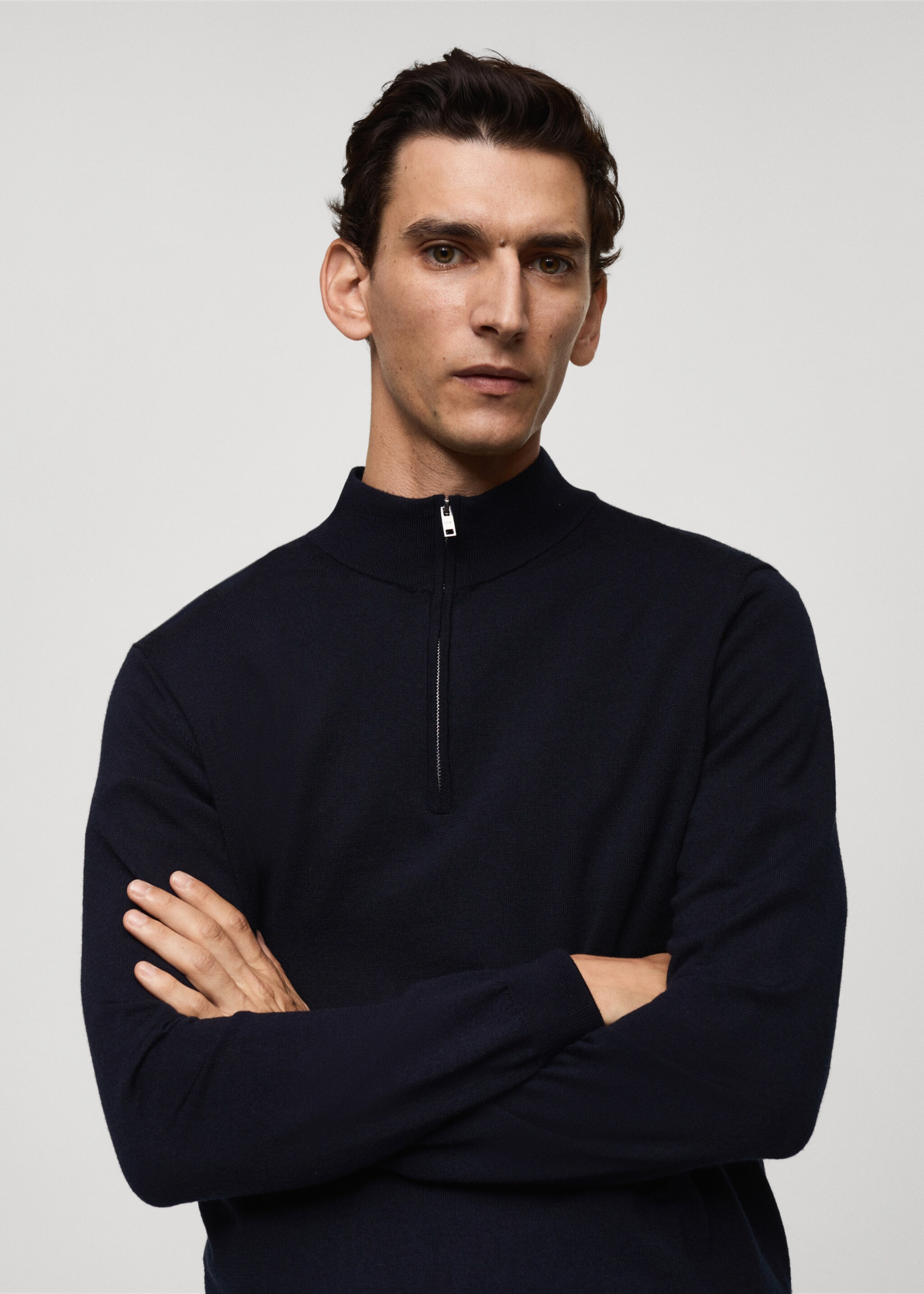 100% merino wool sweater with zipper collar - Details of the article 1