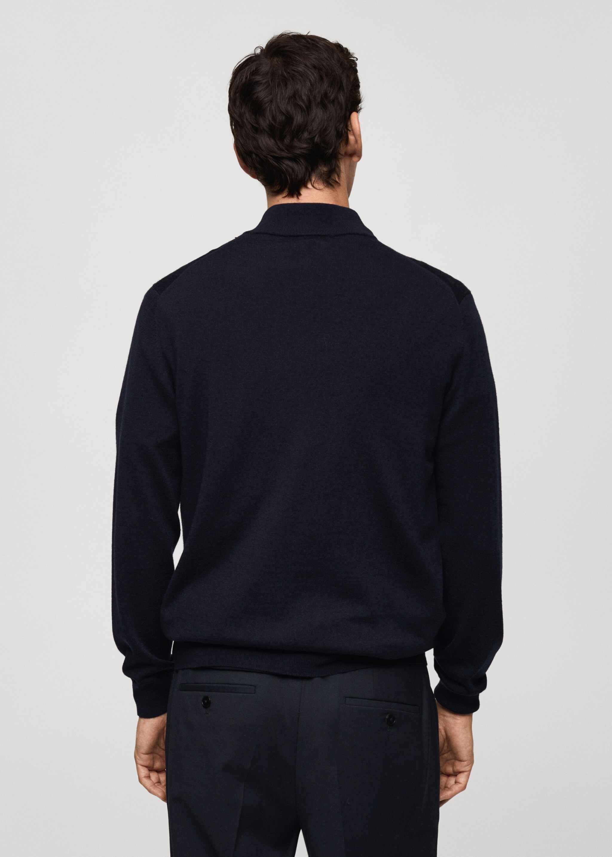 100% merino wool sweater with zipper collar - Reverse of the article