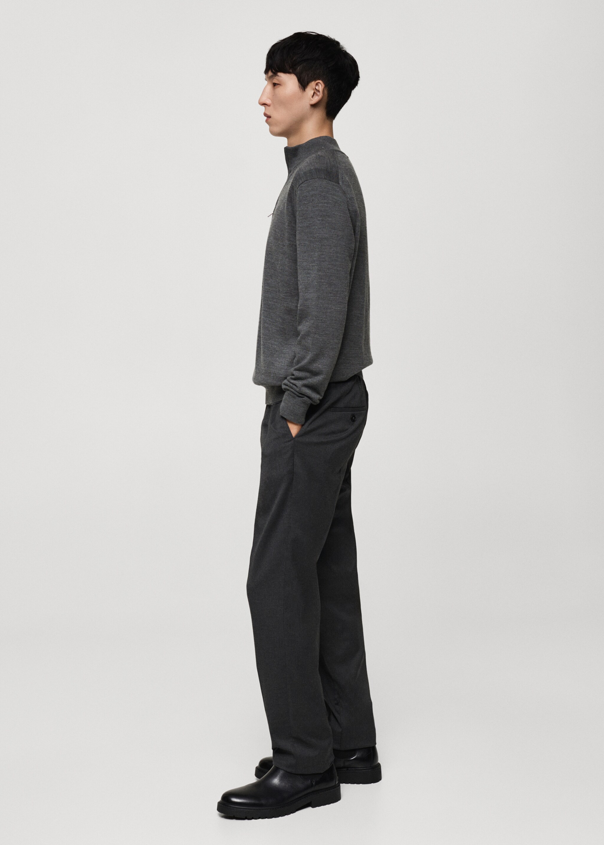 100% merino wool sweater with zip-neck - Details of the article 2