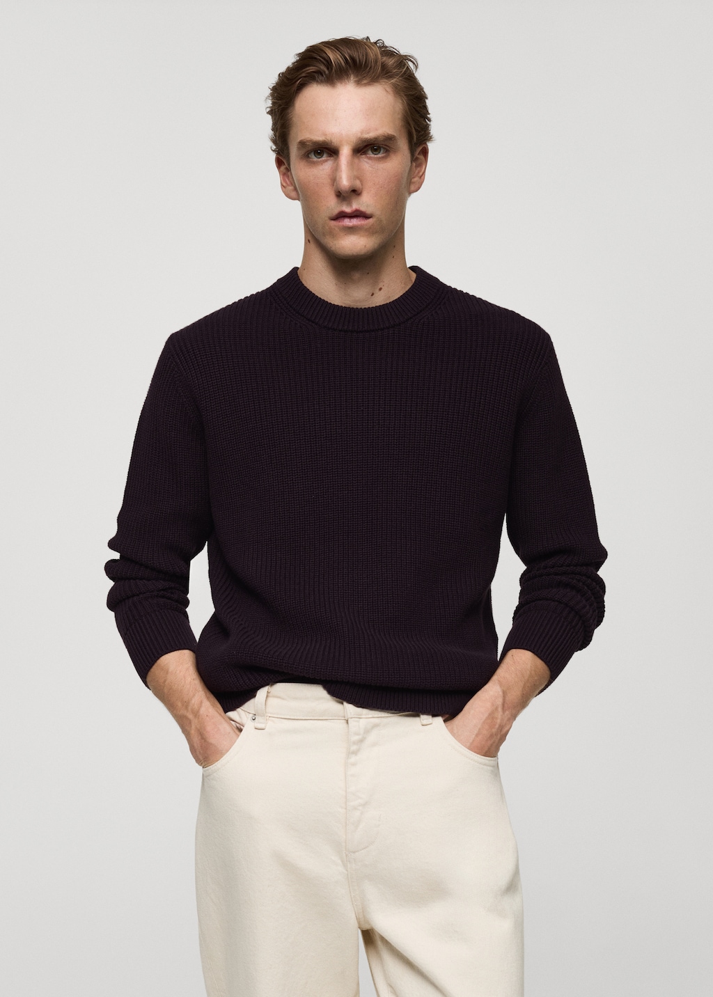 Ribbed cotton knitted sweater