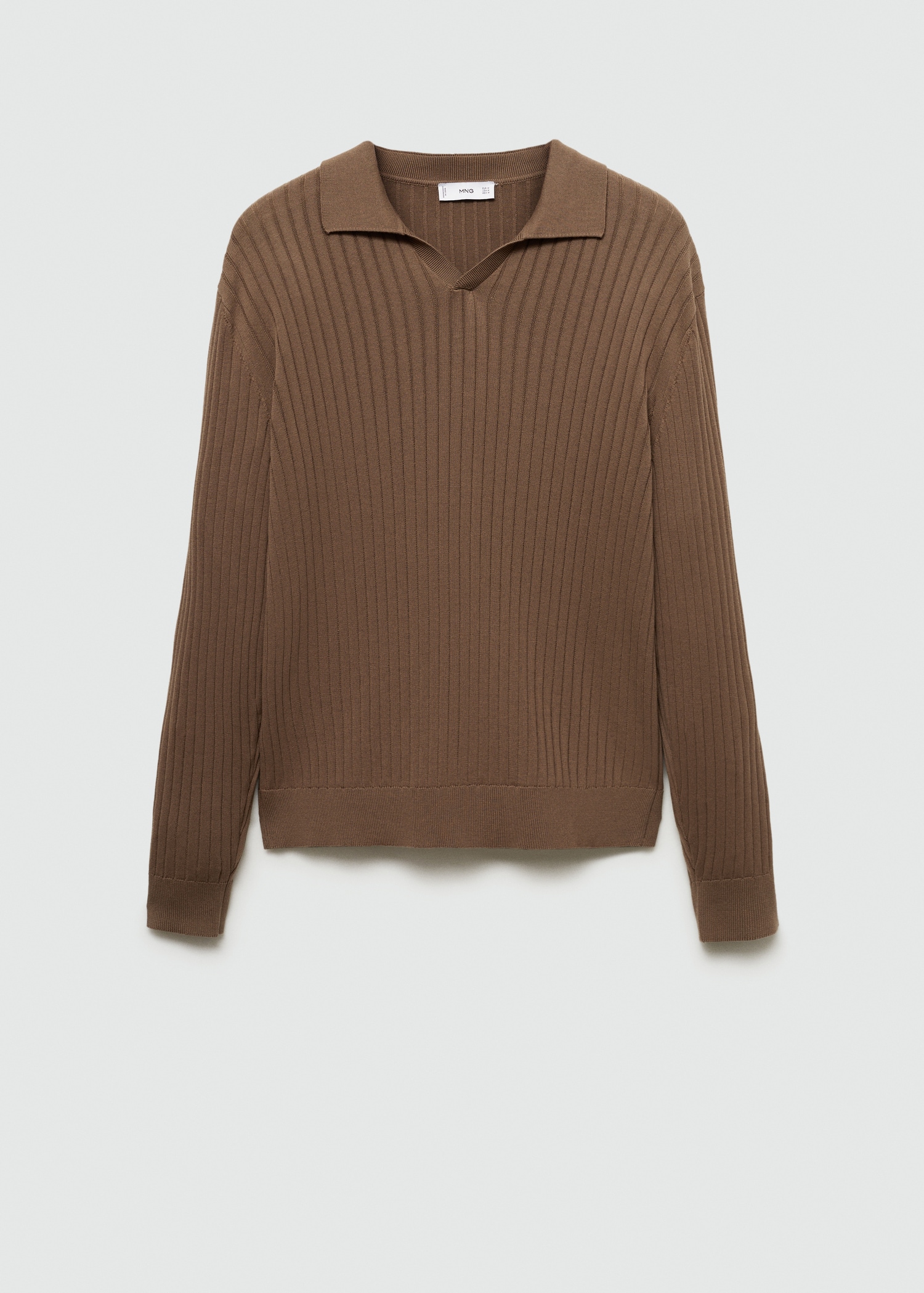 Fine rib-knit polo sweater - Article without model