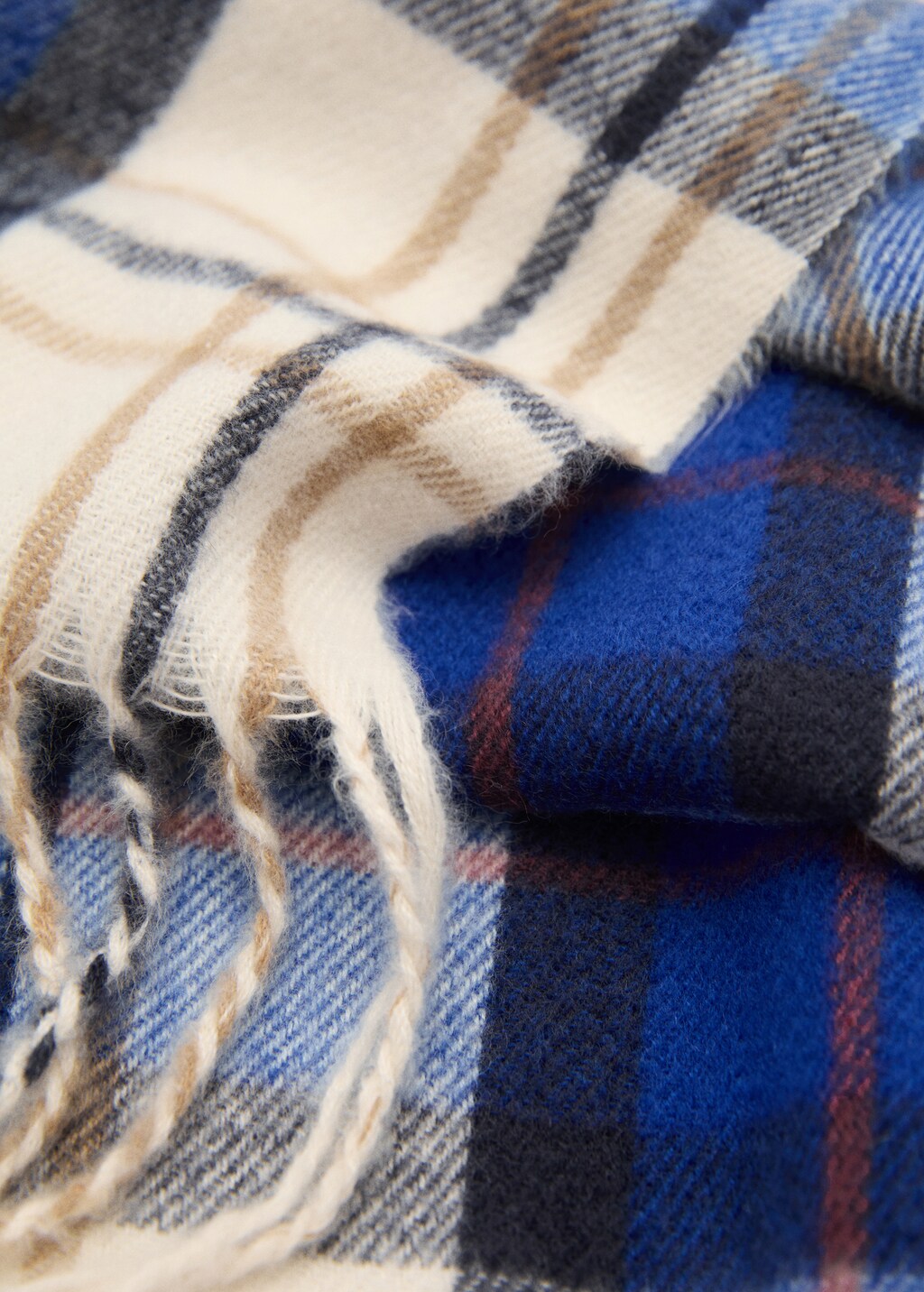 Check scarf with fringed ends Women MANGO United Arab Emirates