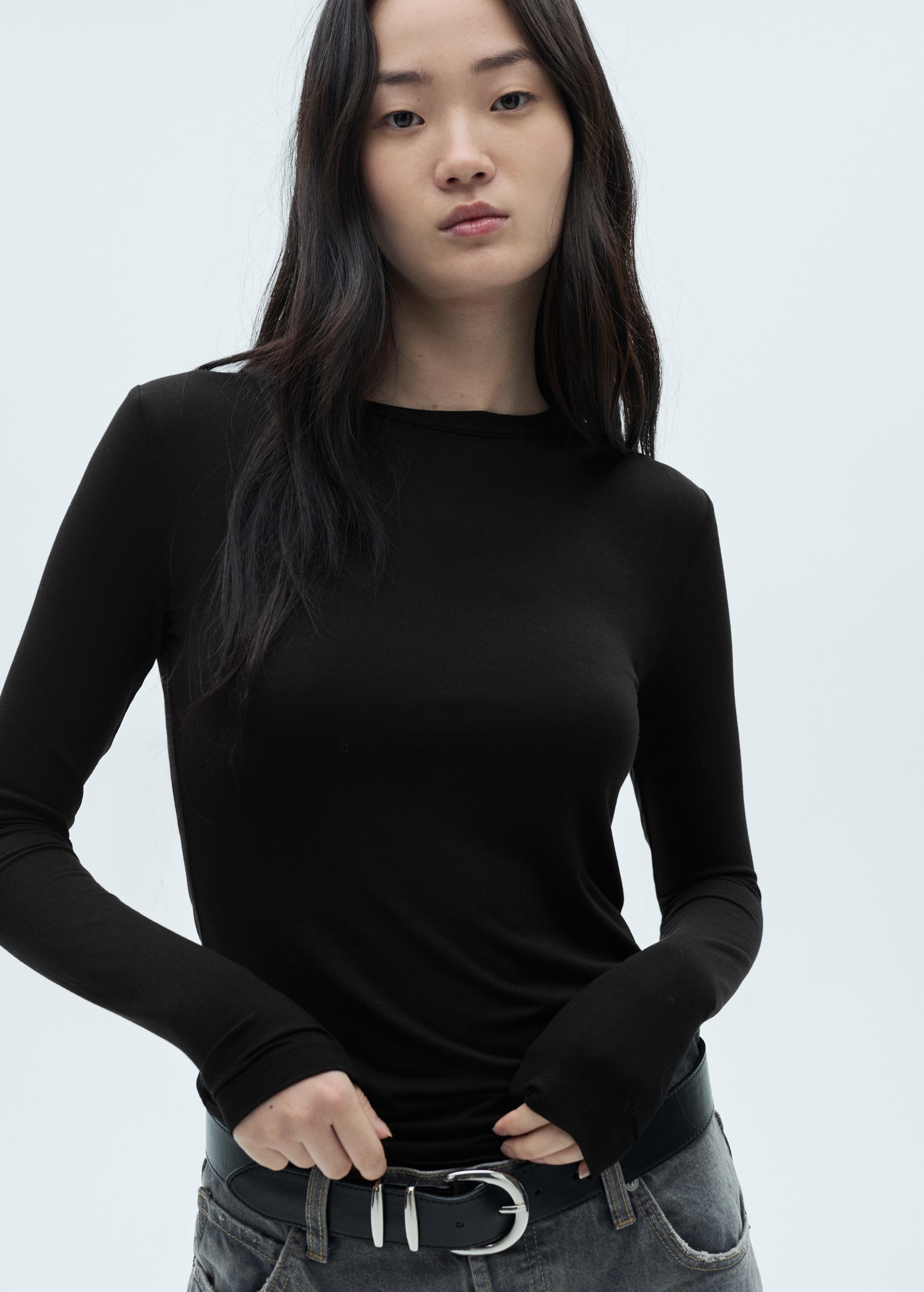 Round-neck long-sleeved t-shirt Women MANGO Georgia