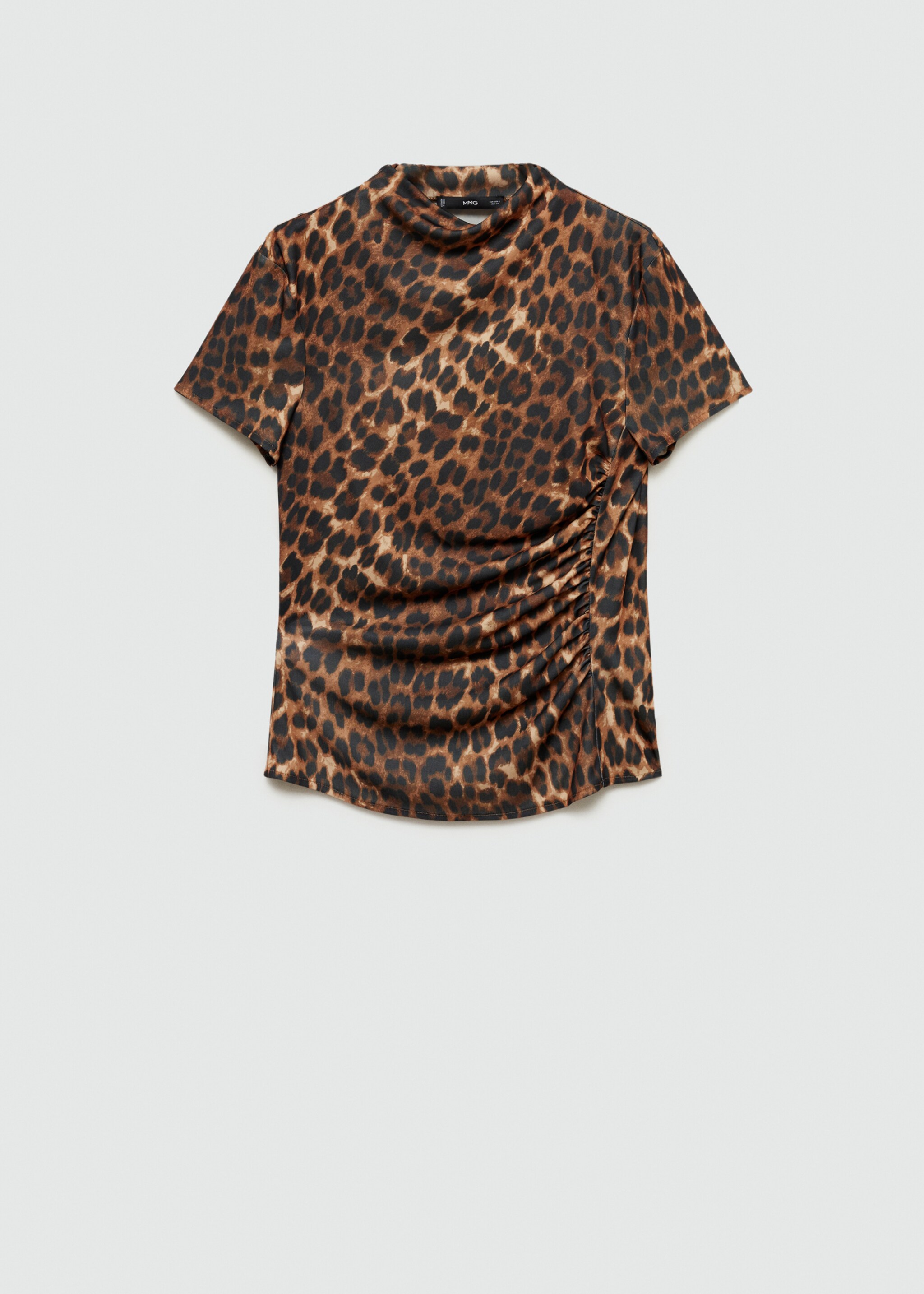 Leopard-print t-shirt with ruffled detail - Article without model, Brown. Ref: 77006759-00.