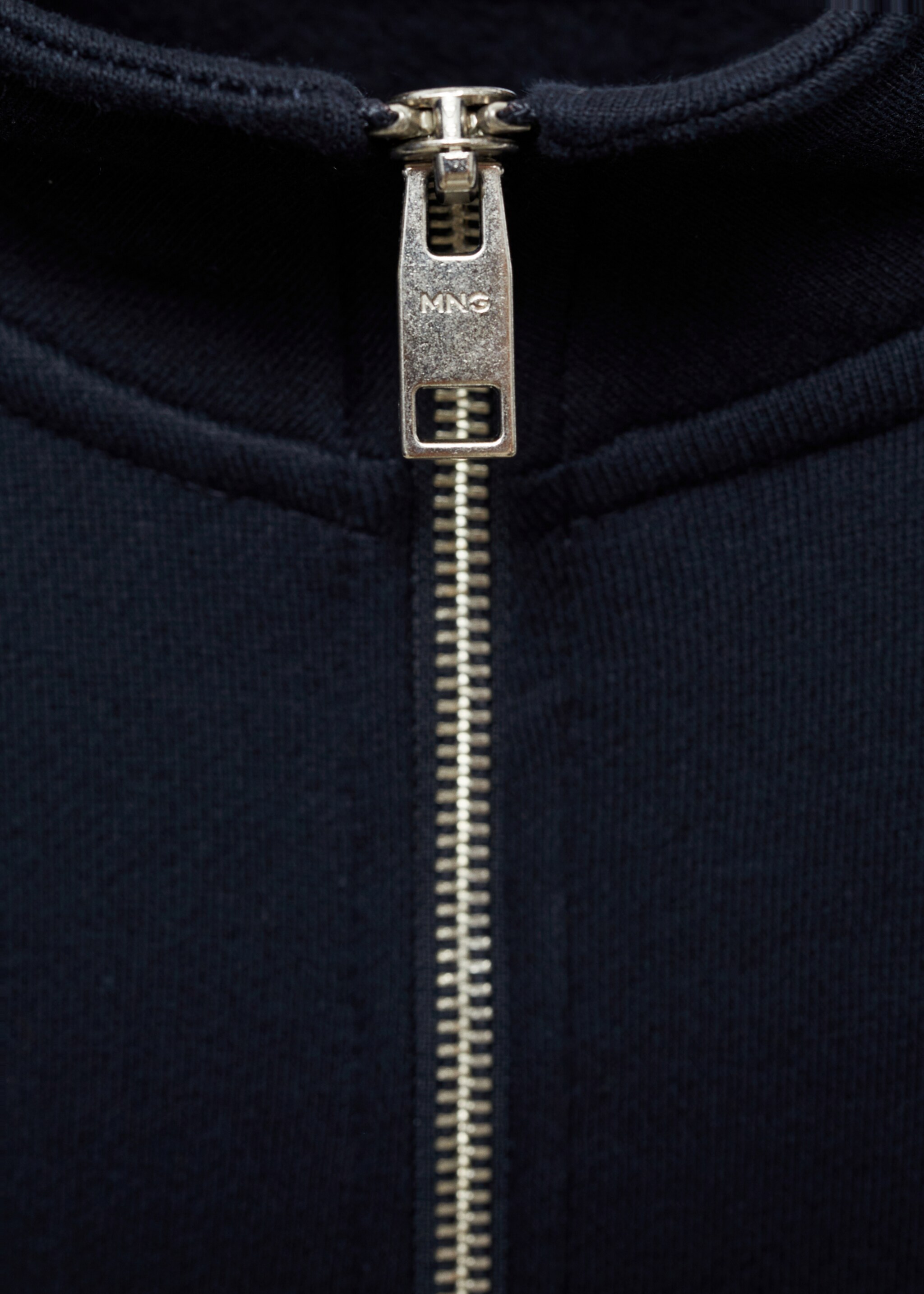 Sudadera algodón cuello cremallera - Detalle del artículo 8, Azul marino oscuro. Ref: 77007119-00.