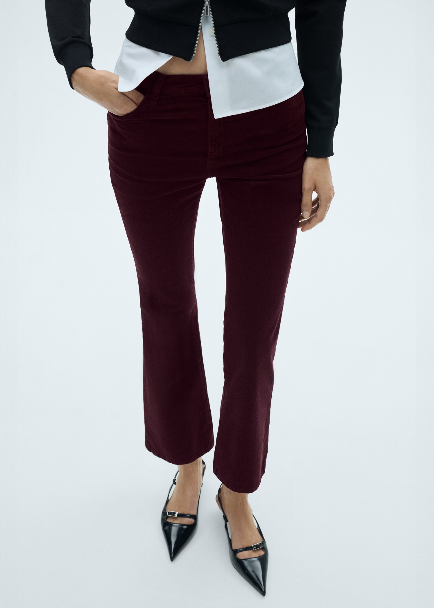 Jean Sienna flare crop velours côtelé - Plan moyen