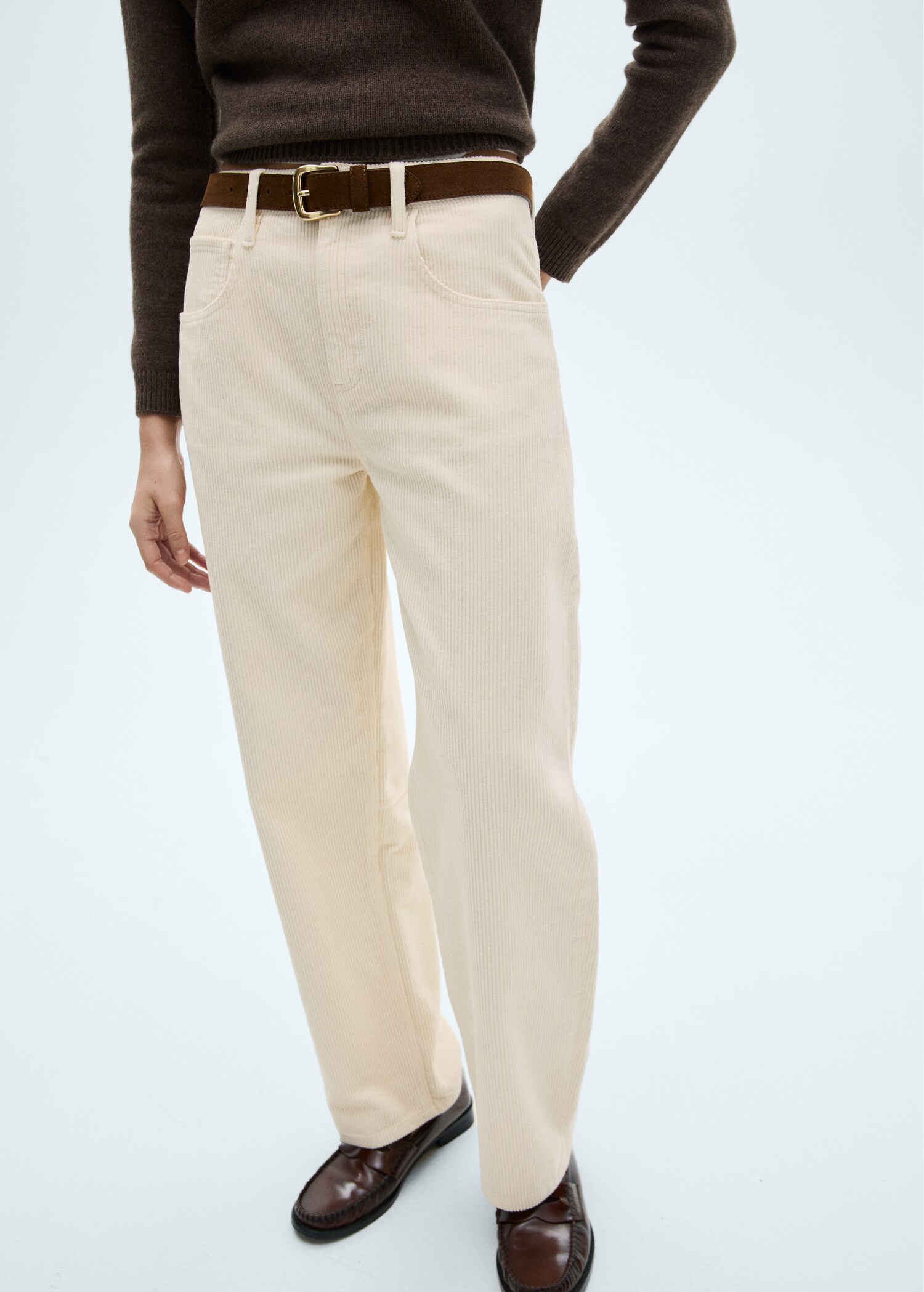 Pantalon velours côtelé balloon taille haute - Plan moyen