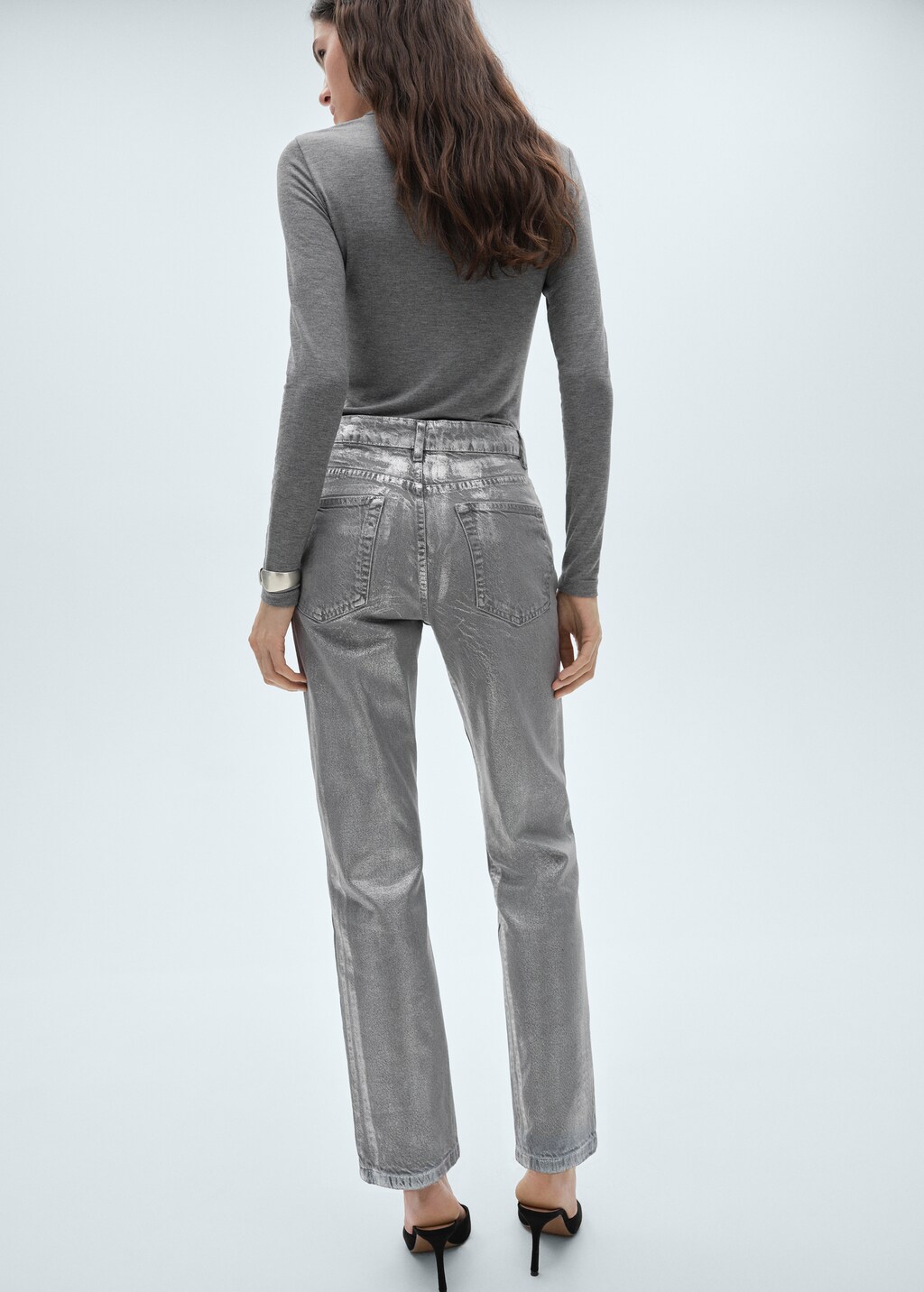 Straight foil jeans - Women | MANGO Japan
