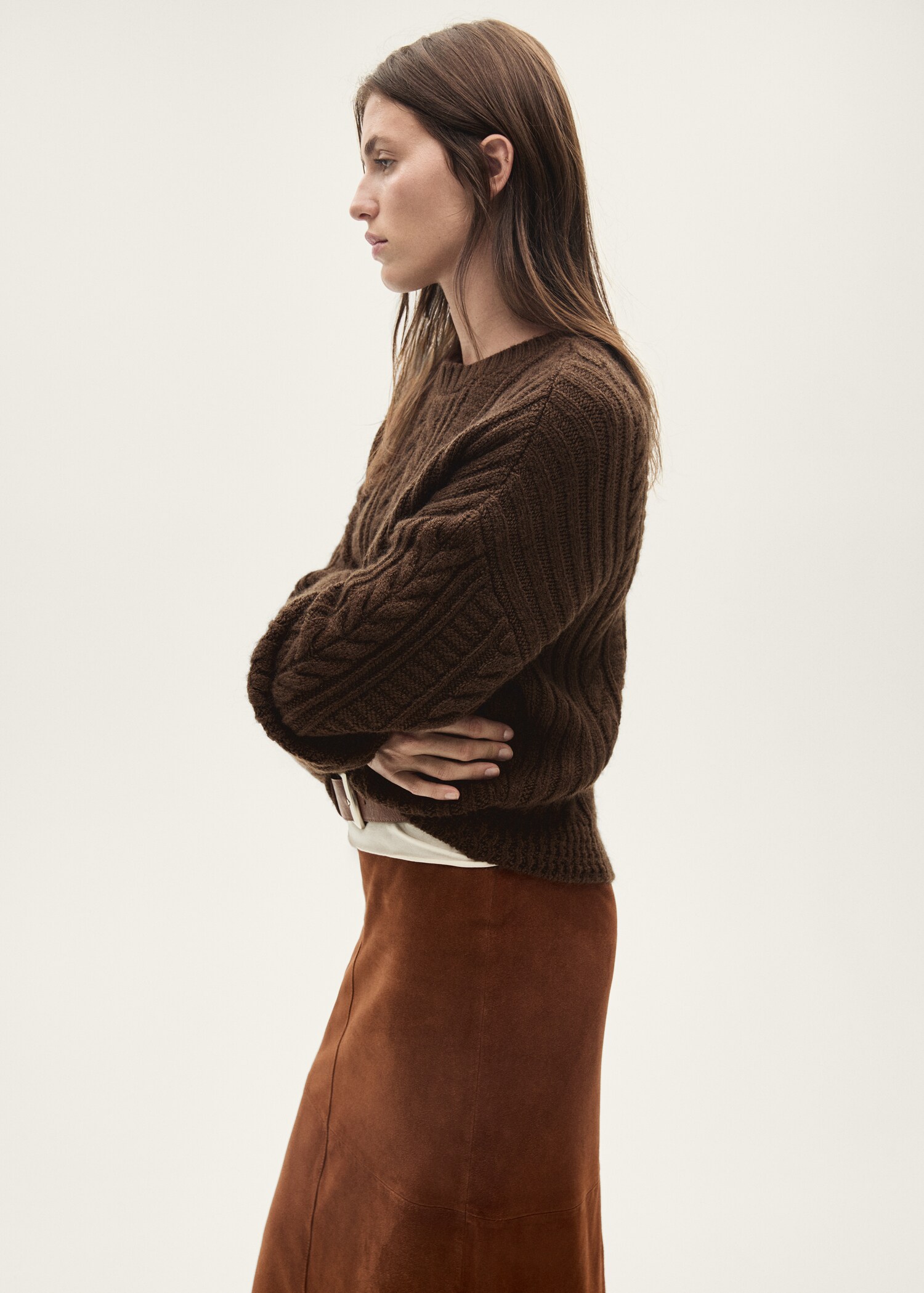 Round-neck braided sweater - Medium plane