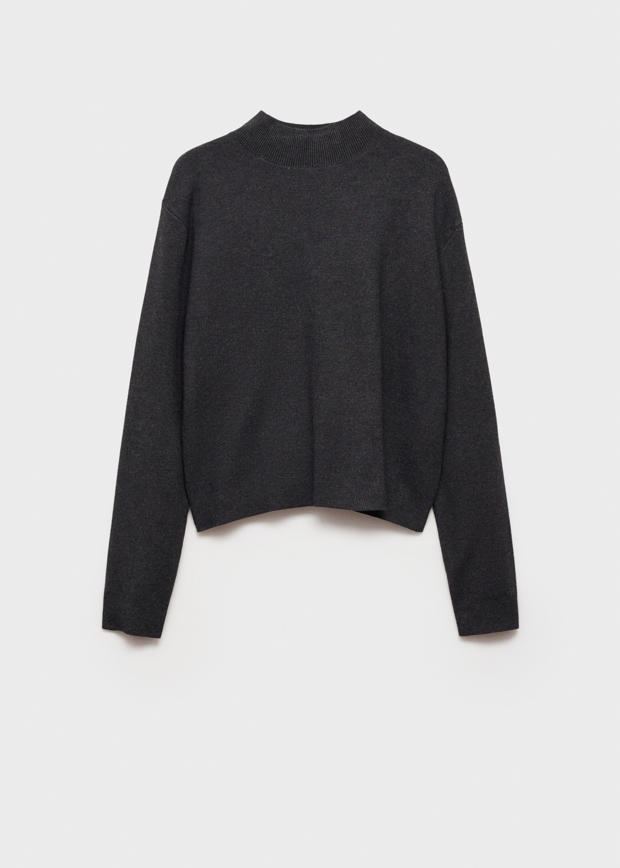 Knitted sweater with perkins neck - Article without model, Medium Heather Grey. Ref: 77007697-00.