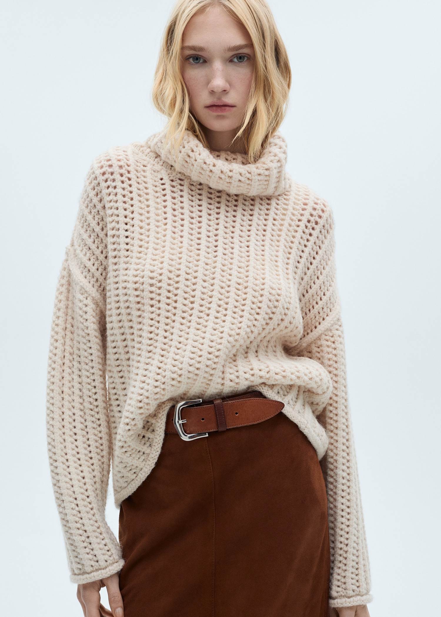 Openwork turtleneck sweater - Medium plane