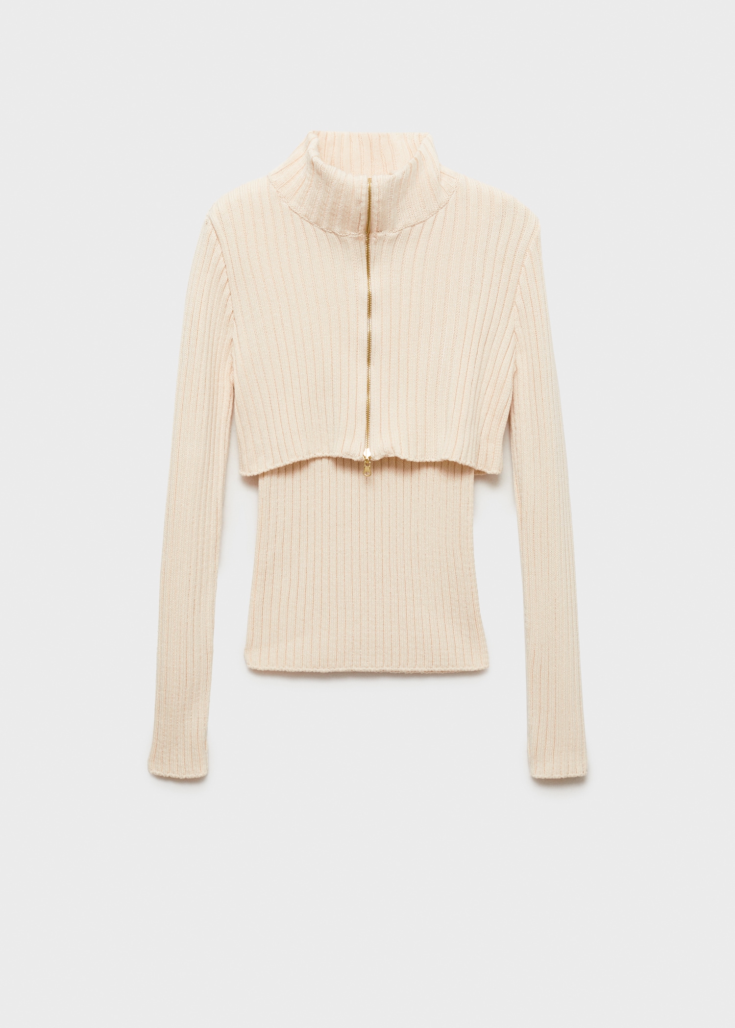 Combined ribbed sweater with zip - Article without model