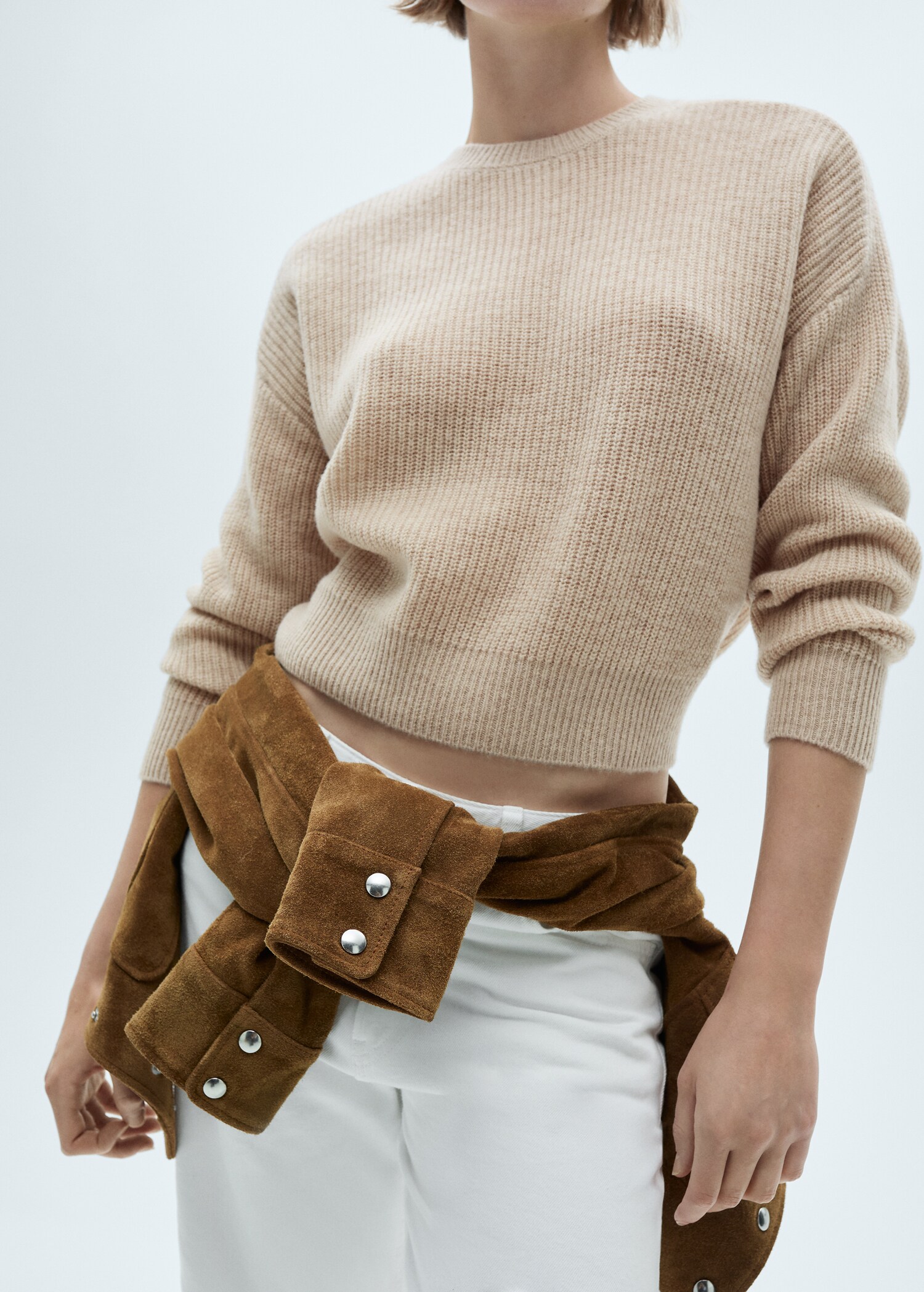 Pull-over en laine crop - Plan moyen