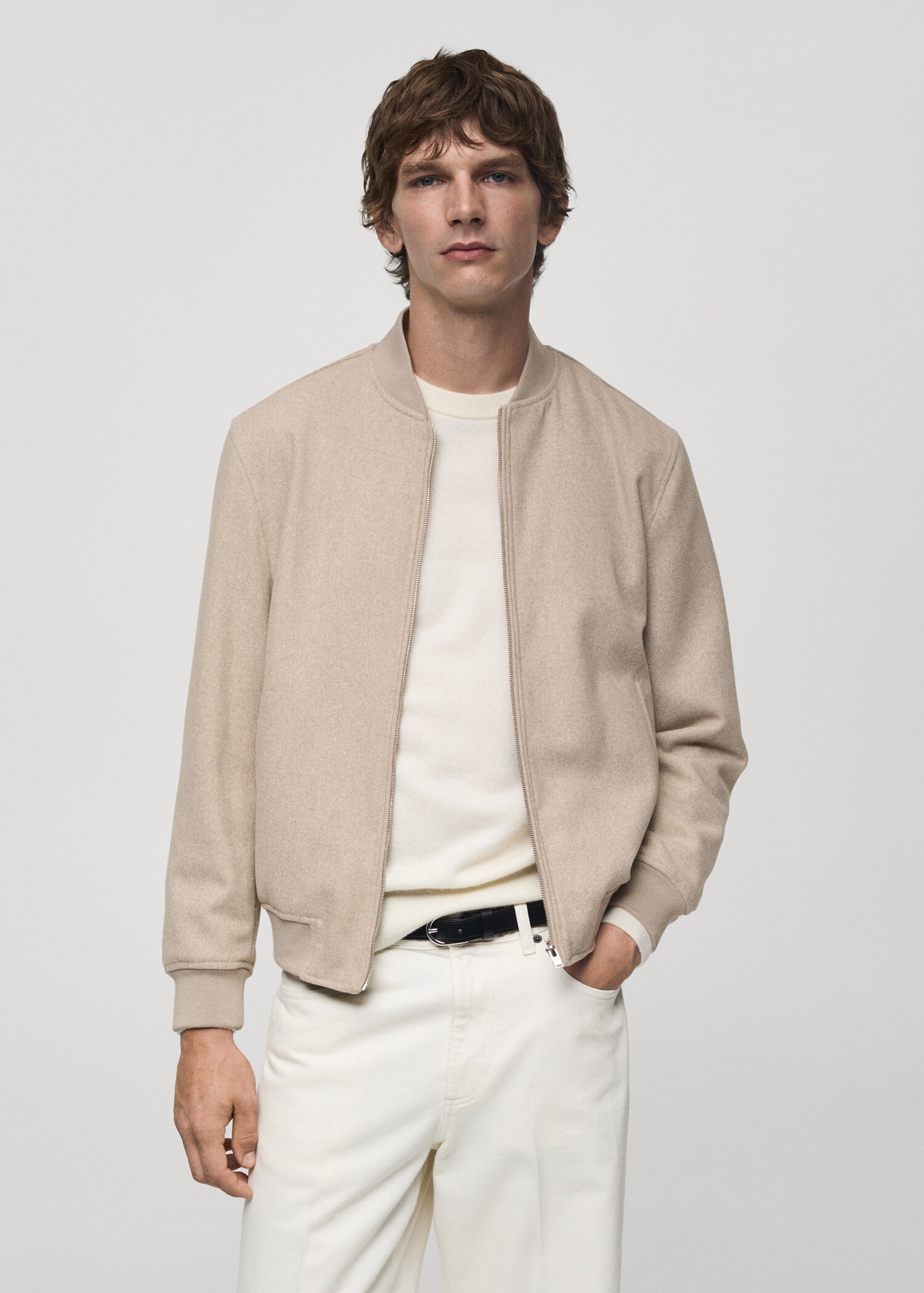 Recycled-wool bomber jacket - Medium plane