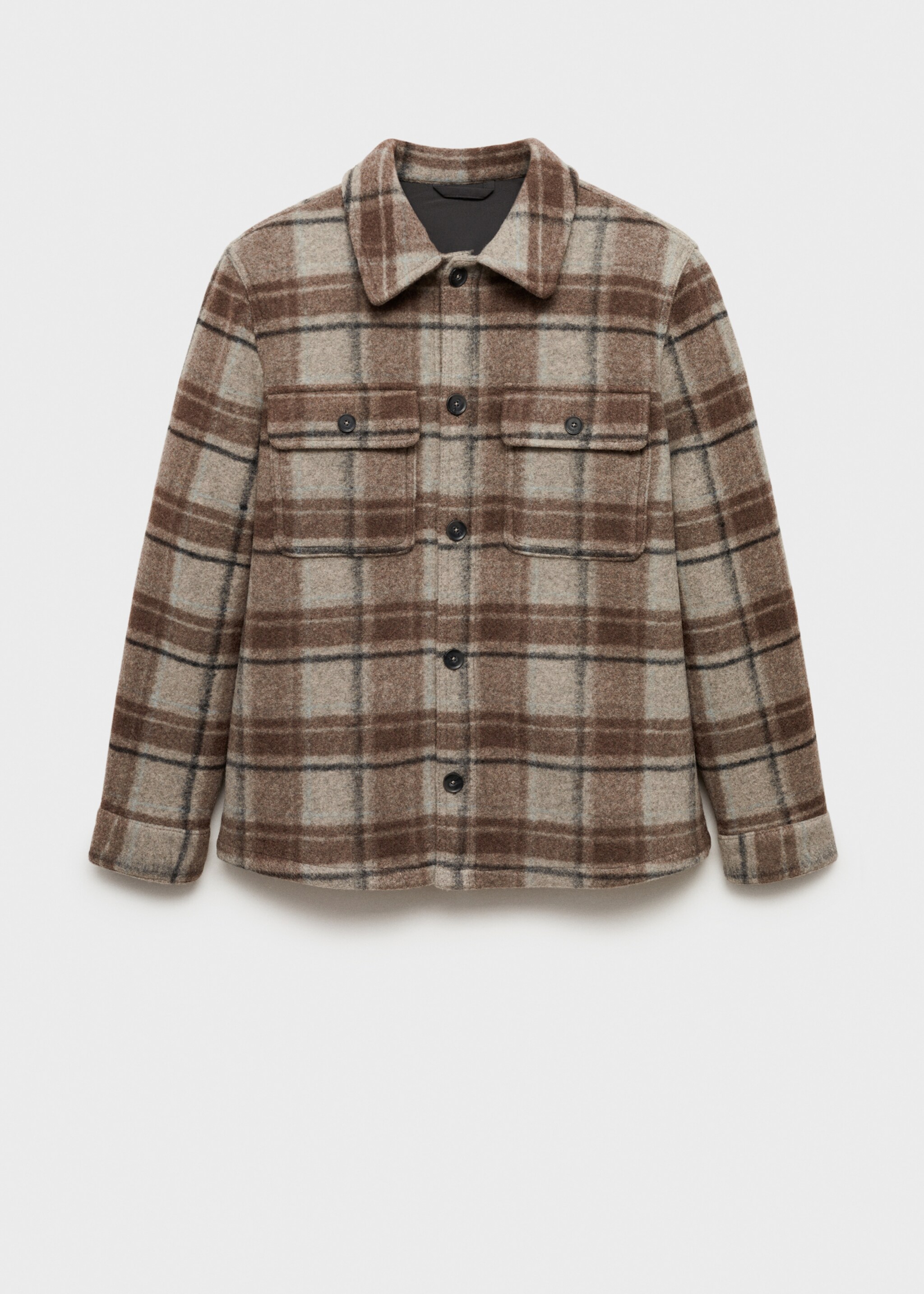 Check flannel overshirt - Article without model, Sand. Ref: 77007925-00.