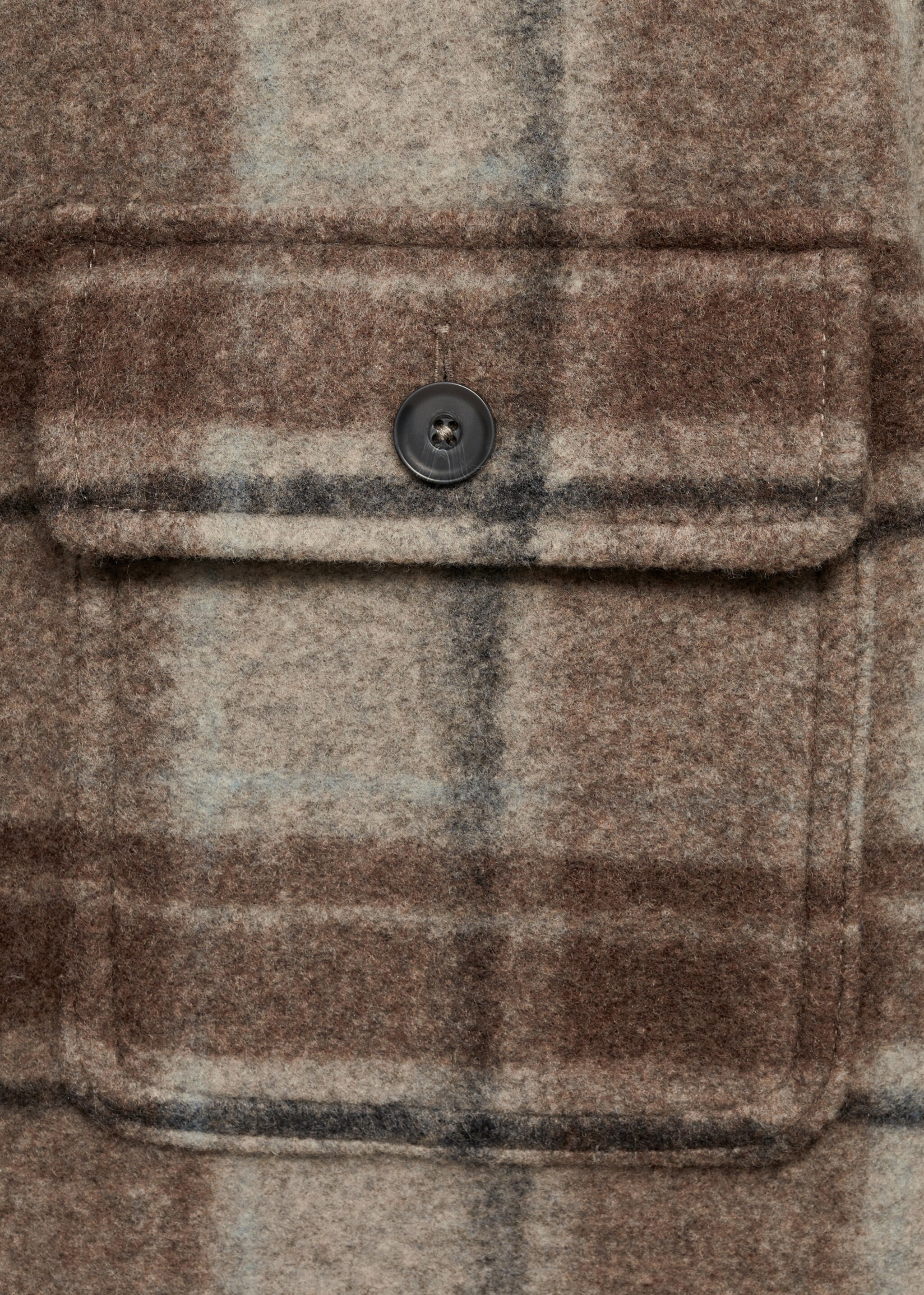 Check flannel overshirt - Details of the article 0, Sand. Ref: 77007925-00.