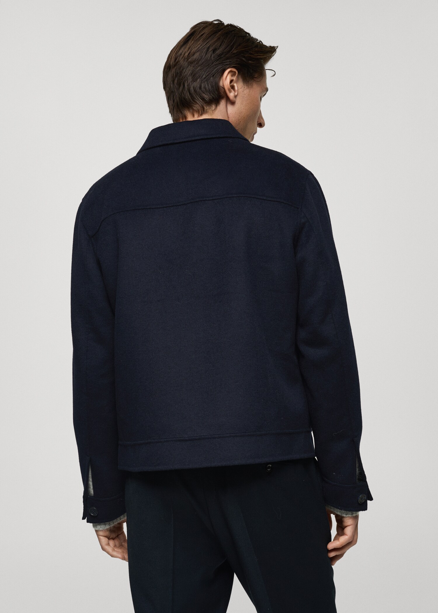 Handmade wool jacket with zip - Reverse of the article