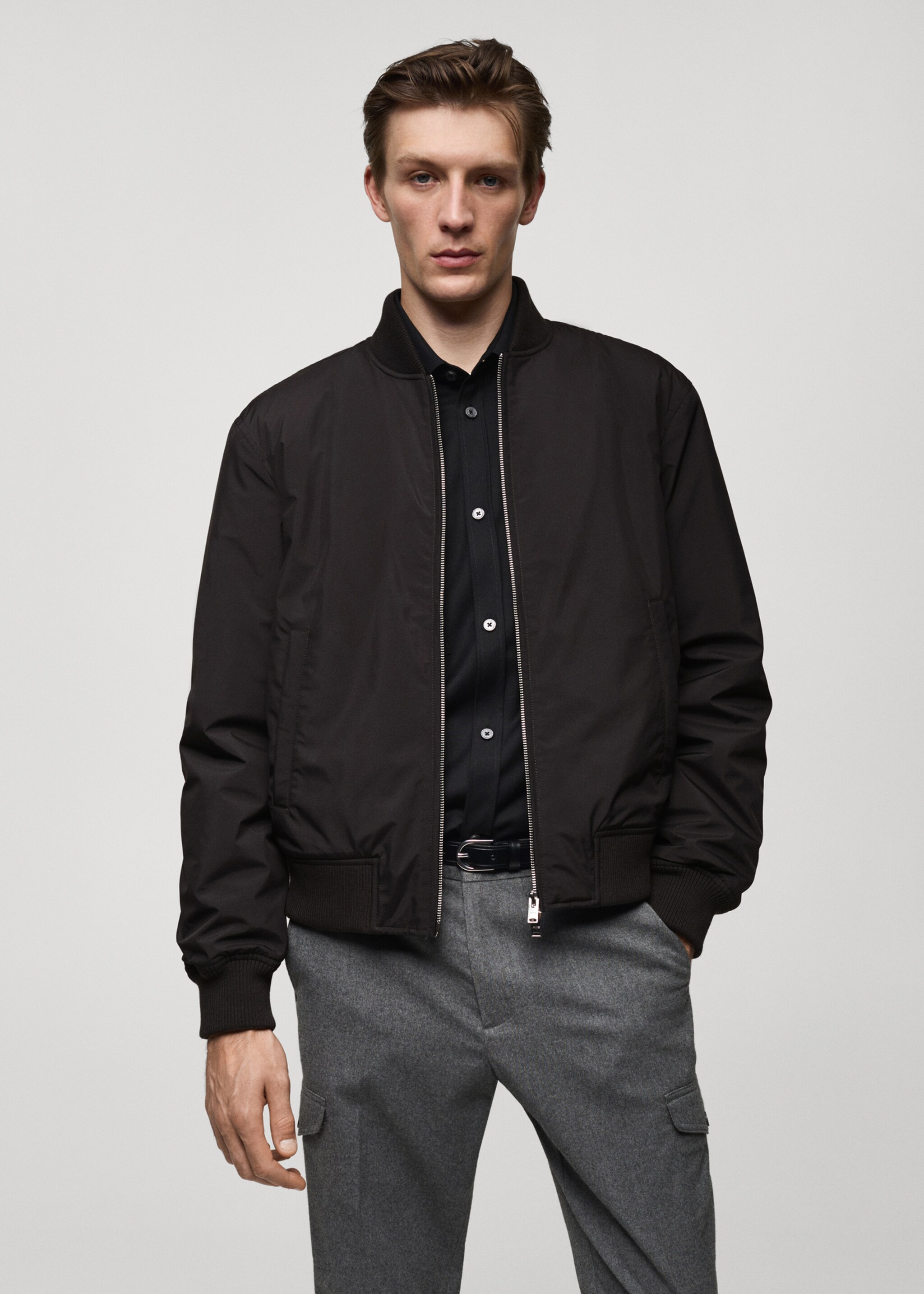 Regular fit quilted bomber - Medium plane