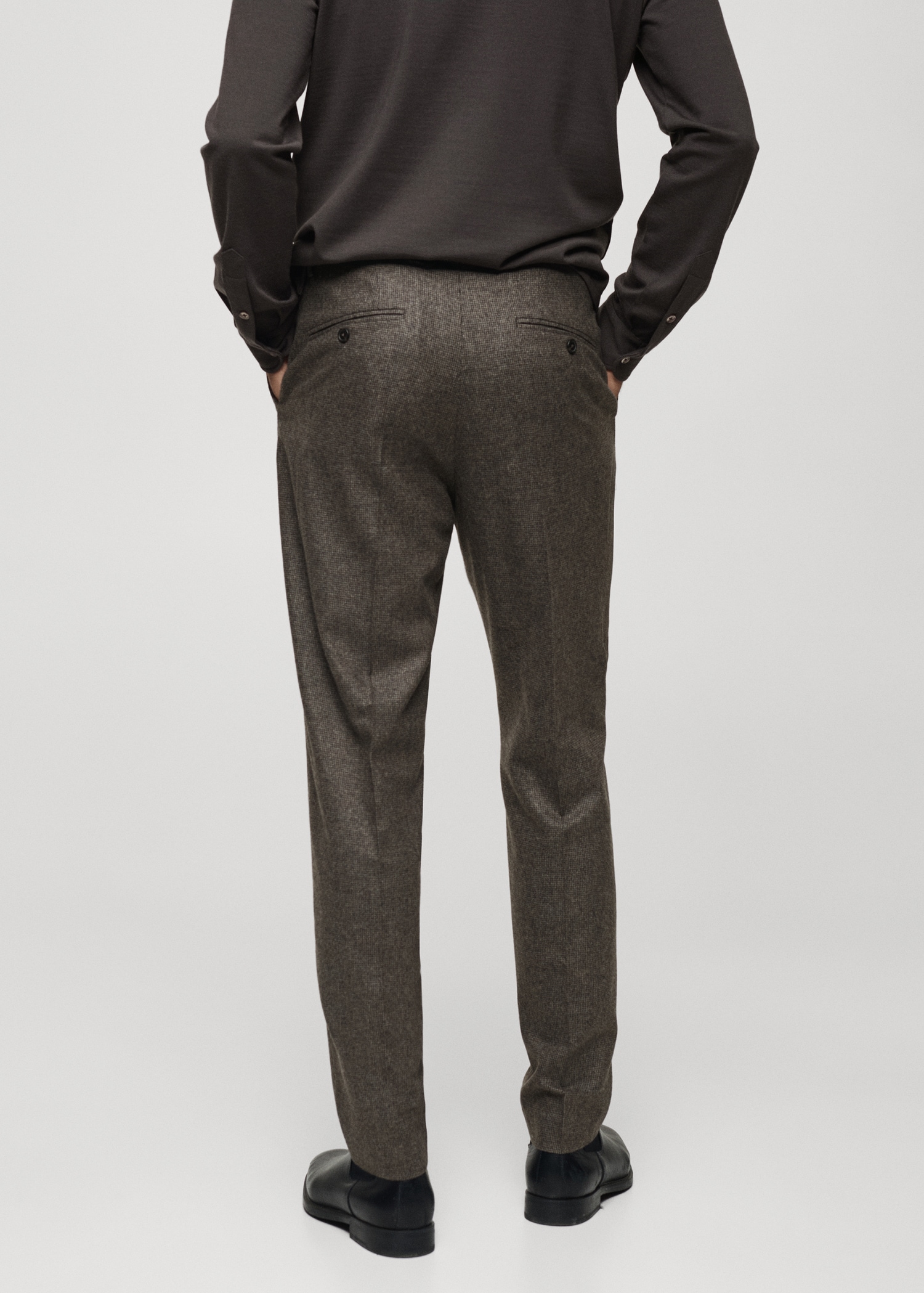 Virgin wool micro-houndstooth trousers - Reverse of the article