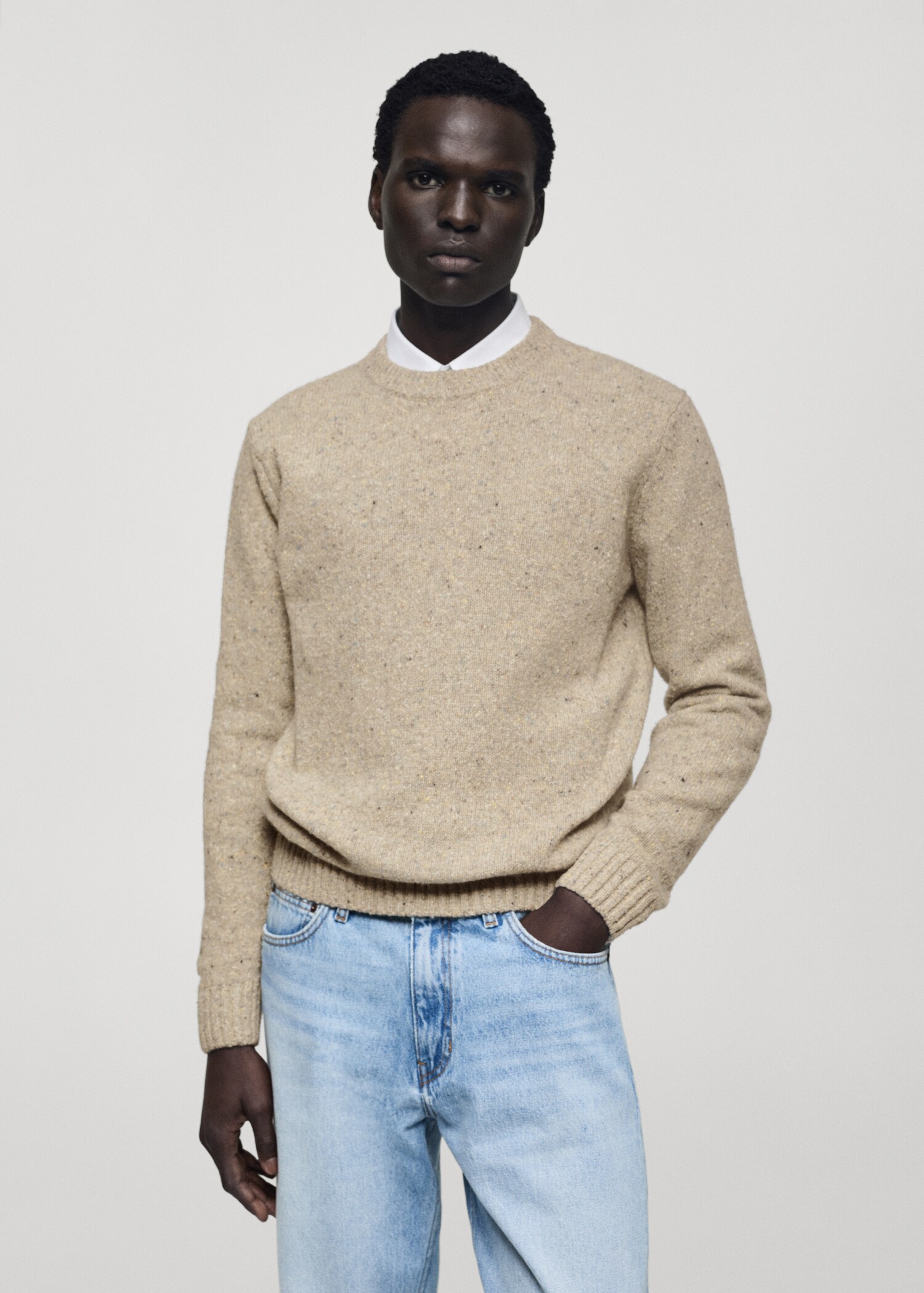 Pull-over maille laine chinée - Plan moyen