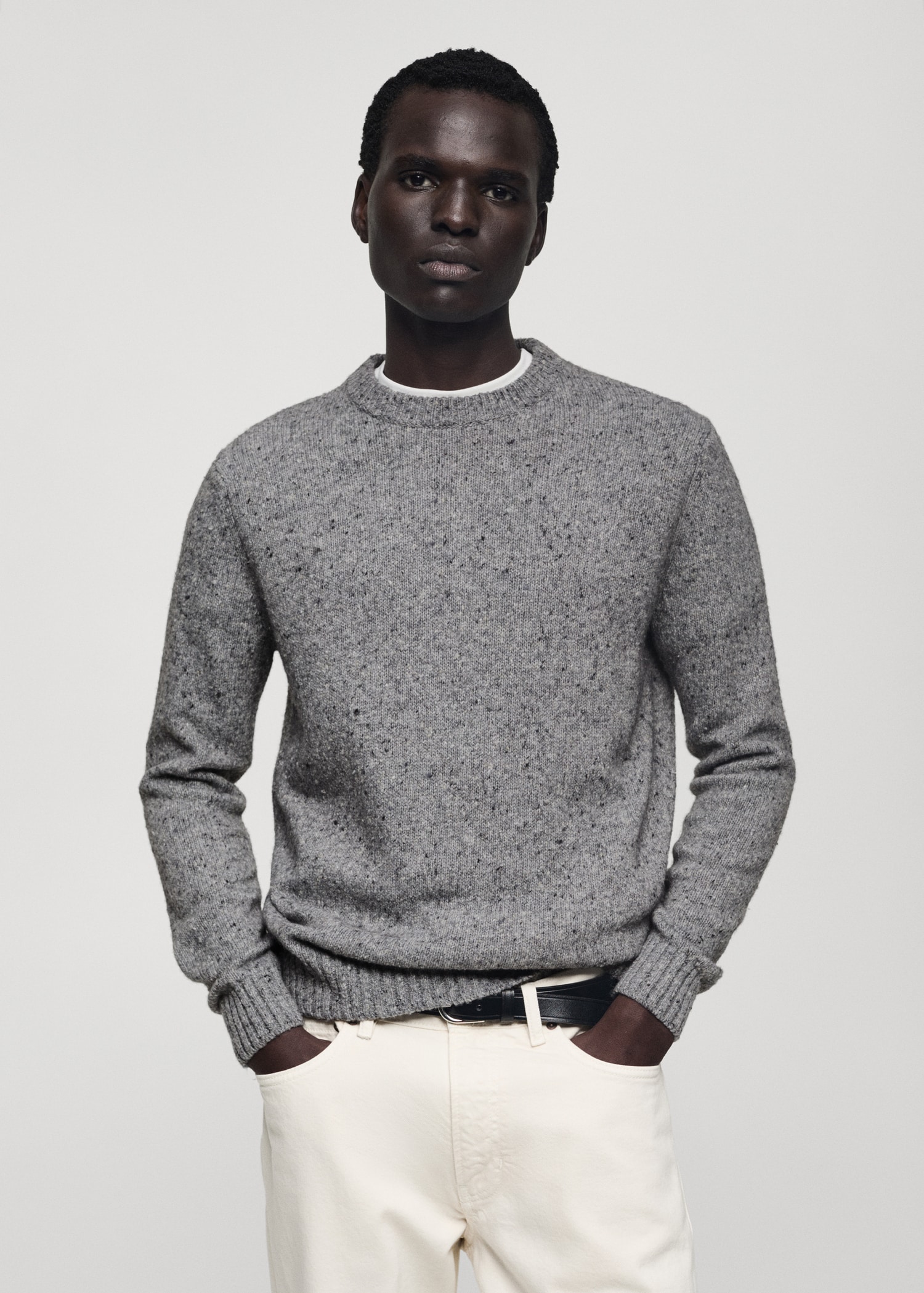 Pull-over maille laine chinée - Plan moyen