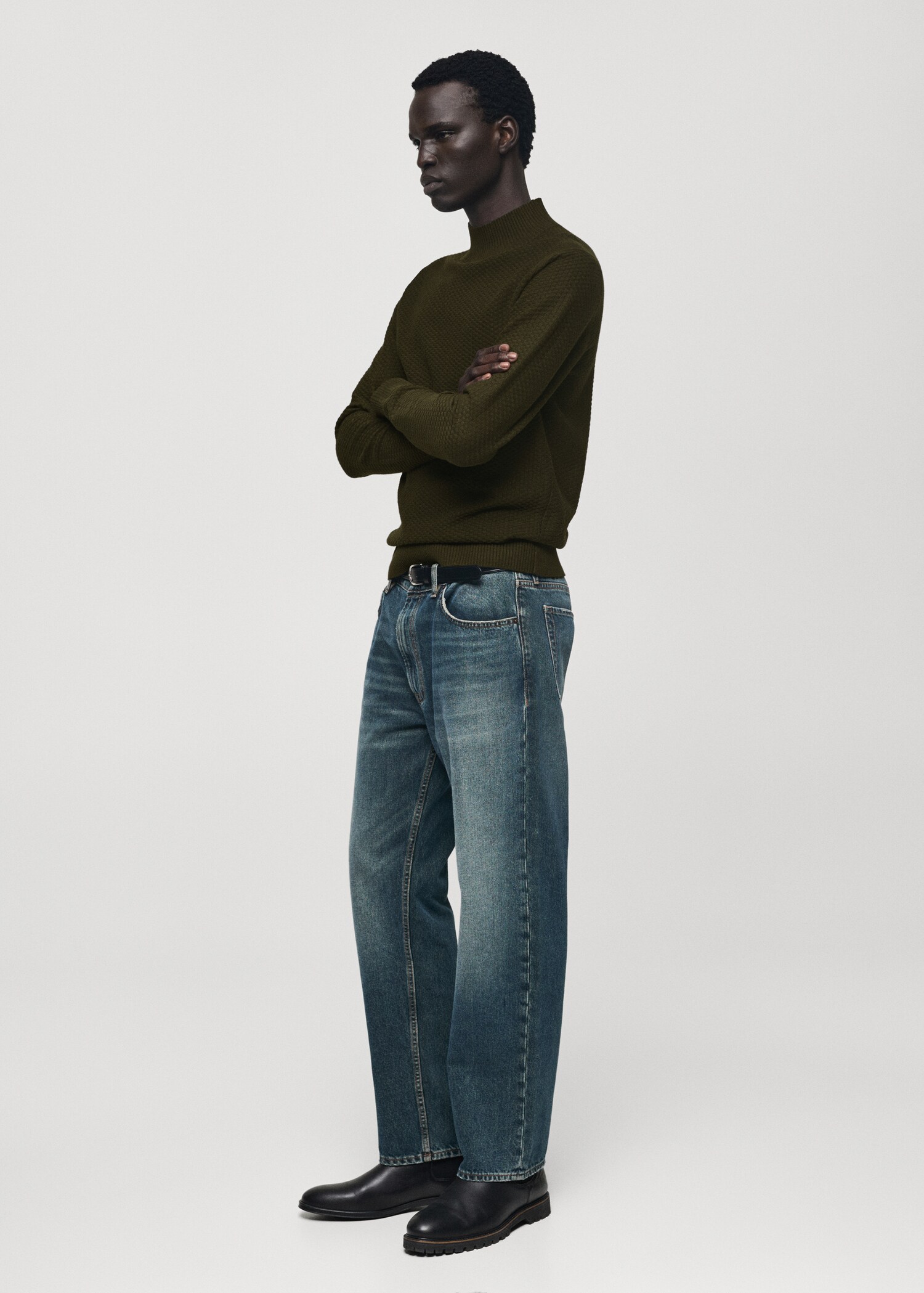 Cotton sweater with perkins-neck  structure - Details of the article 2