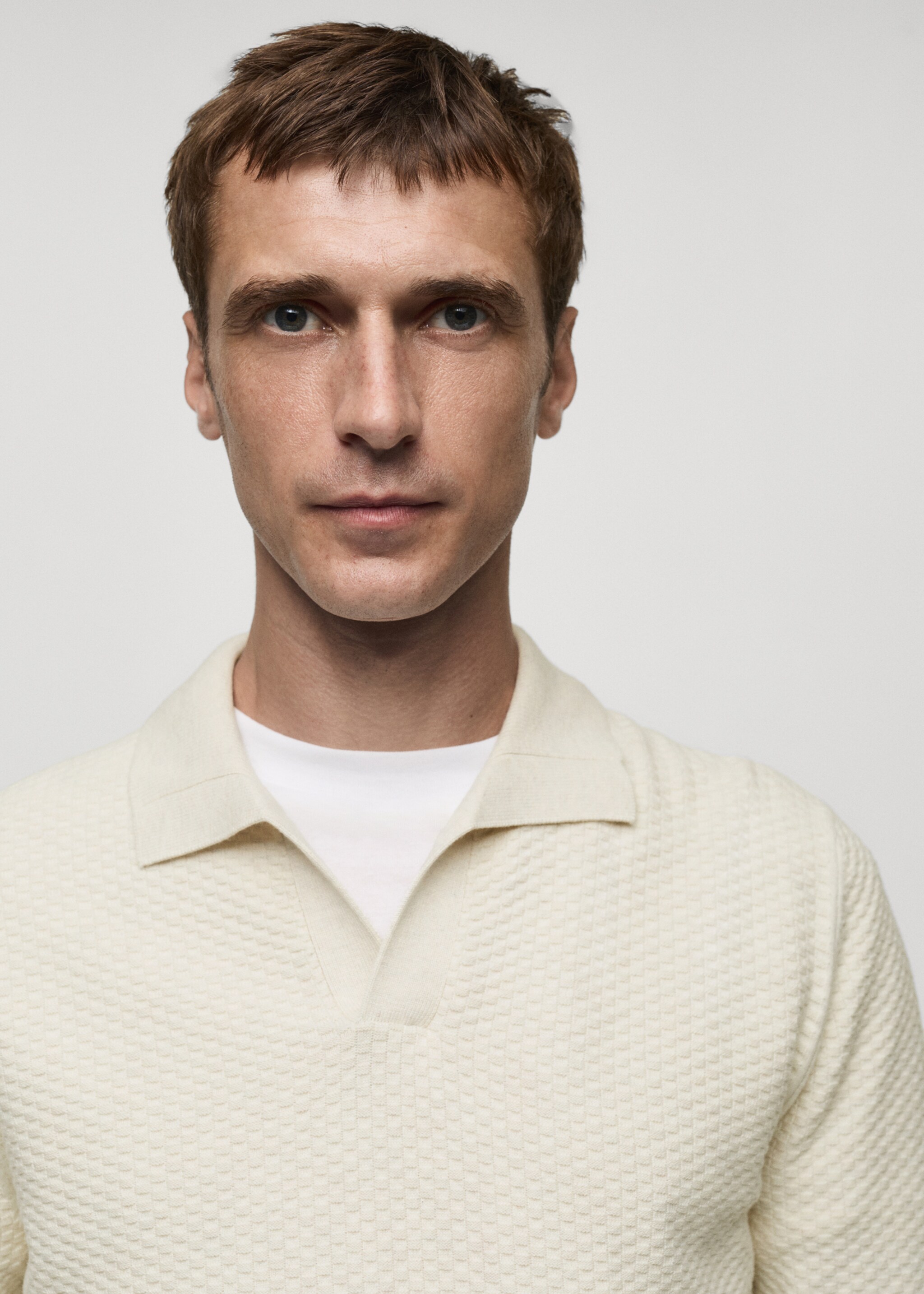 Cotton-blend structured polo sweater - Details of the article 1