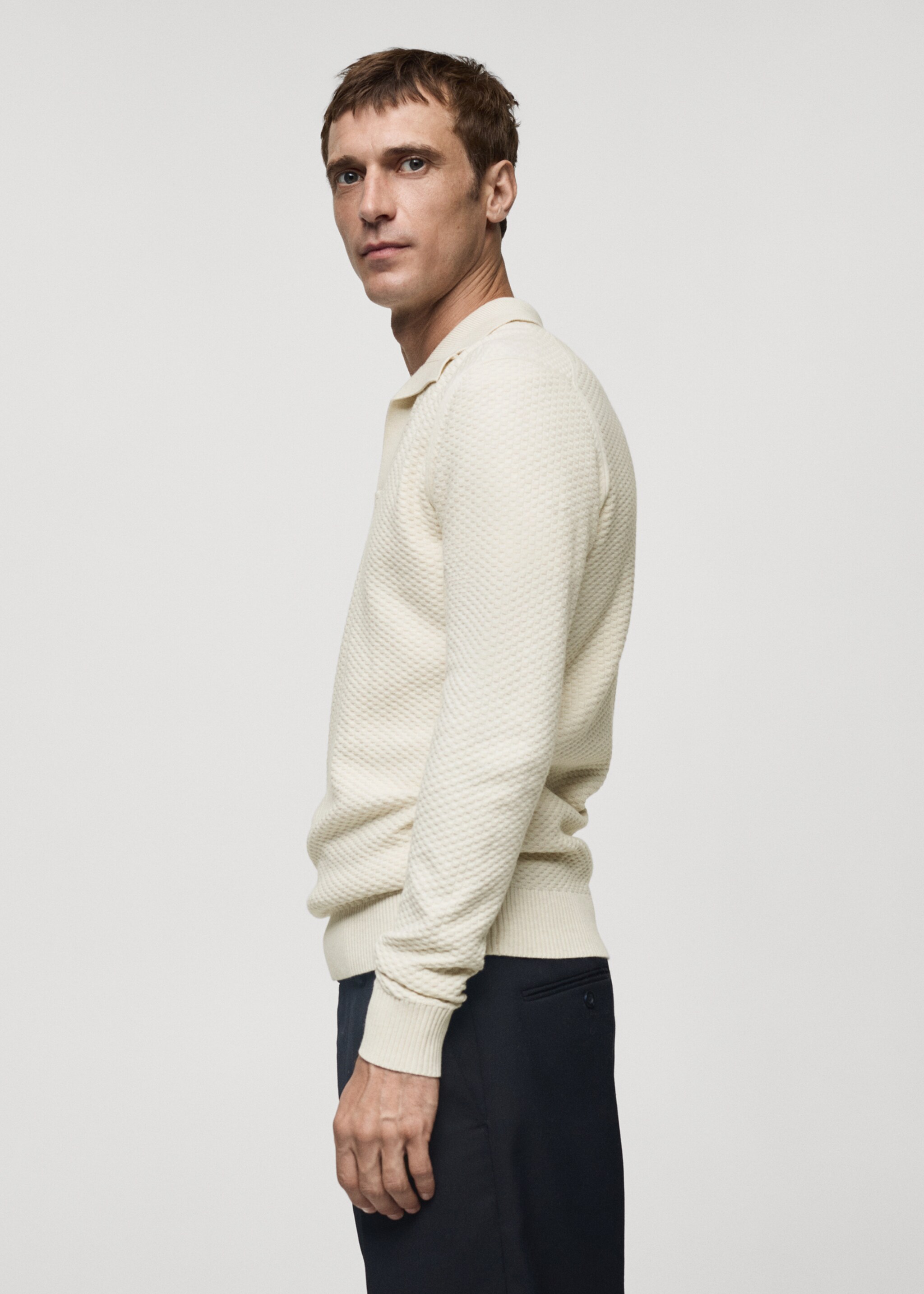 Cotton-blend structured polo sweater - Details of the article 2