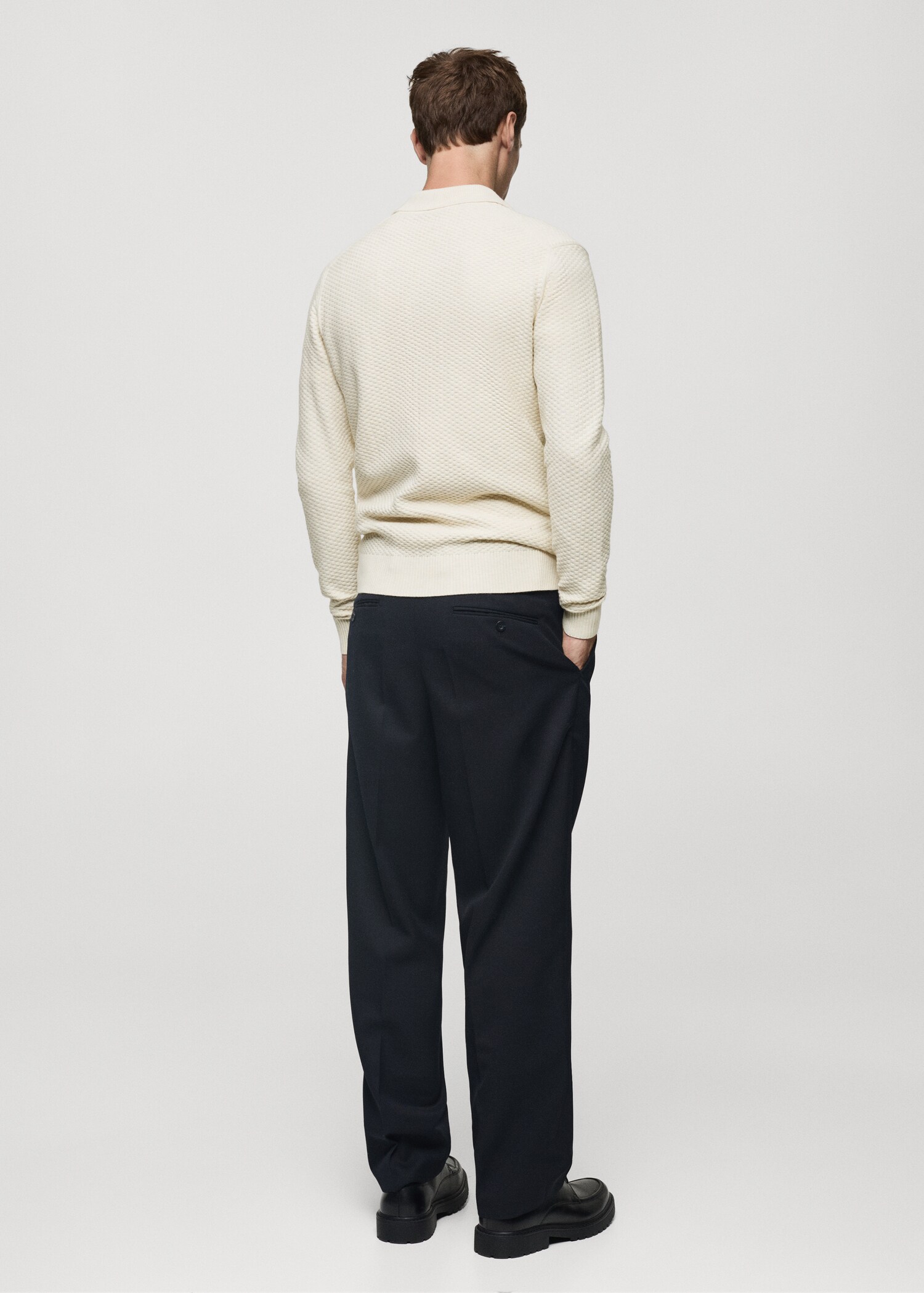 Cotton-blend structured polo sweater - Reverse of the article