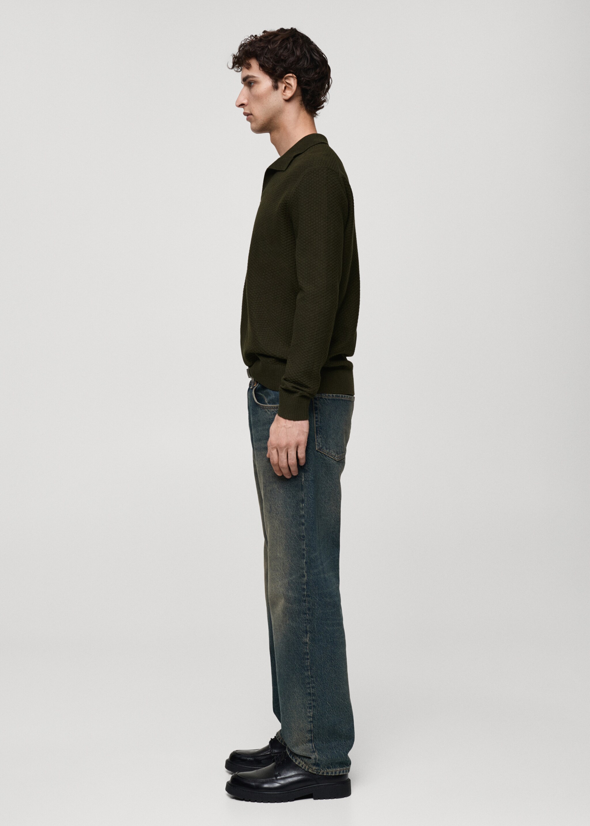 Cotton-blend structured polo sweater - Details of the article 2
