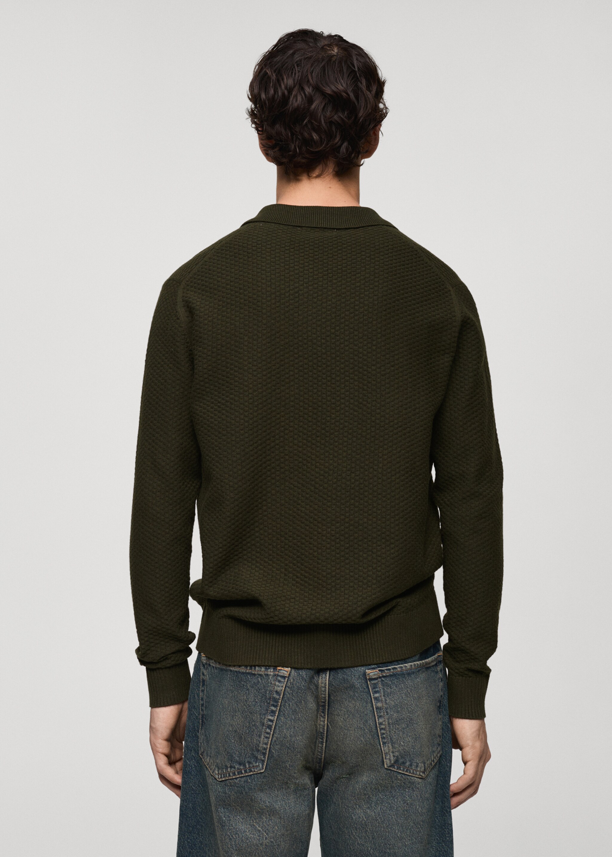 Cotton-blend structured polo sweater - Reverse of the article