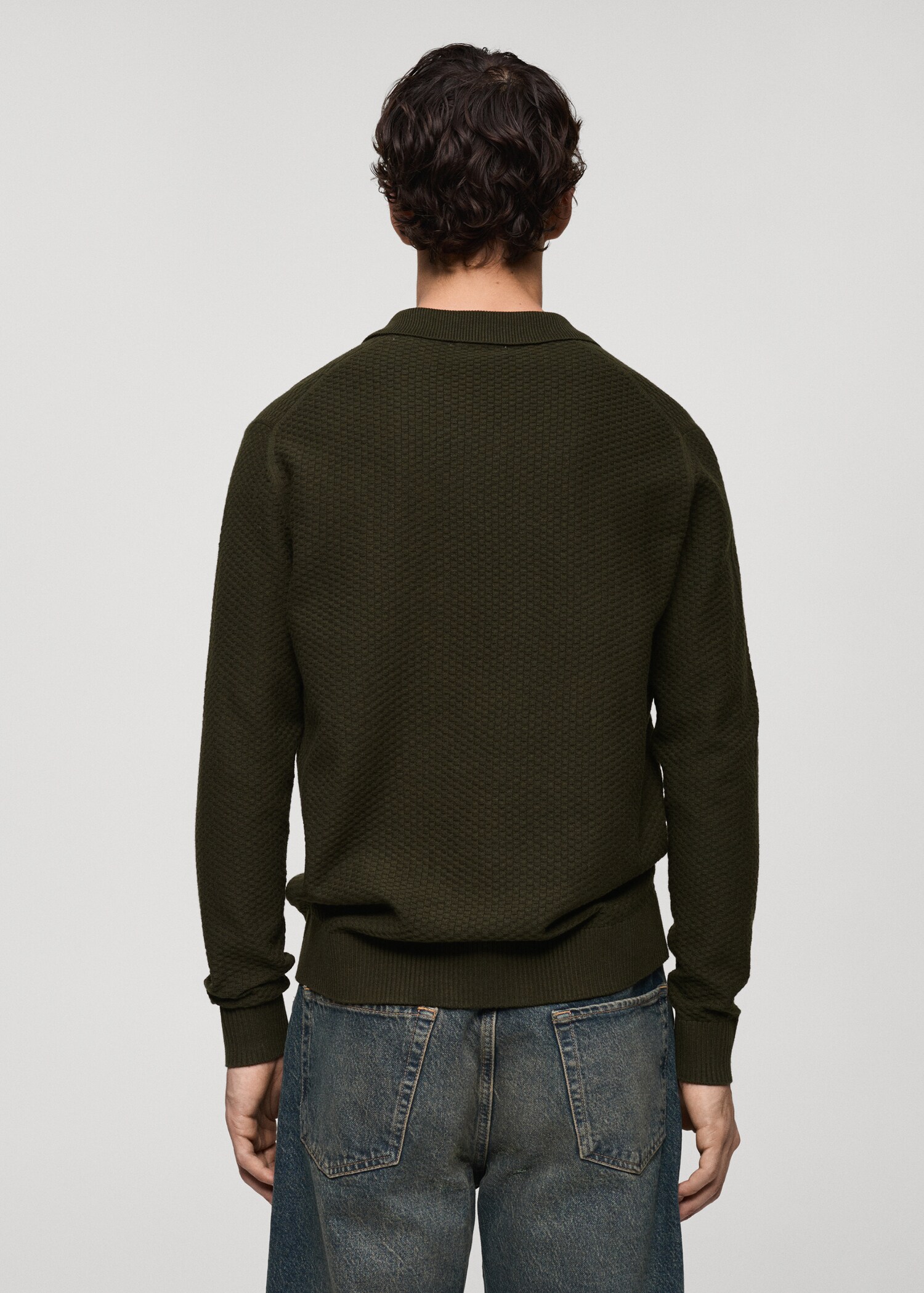 Cotton-blend structured polo sweater - Reverse of the article