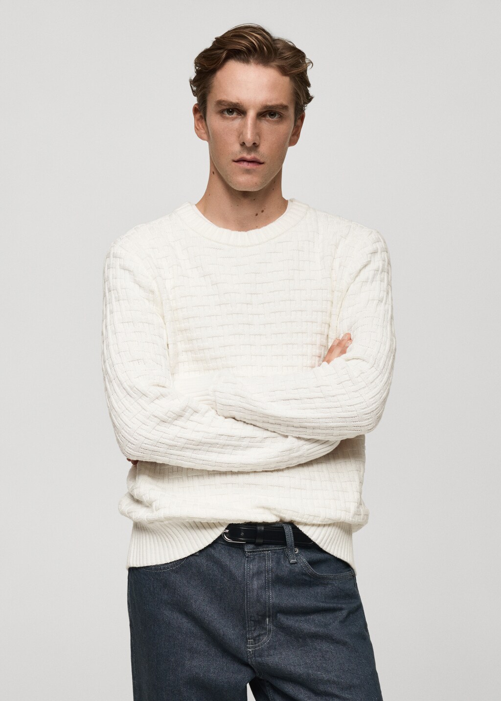 Crossed knit sweater men mango india