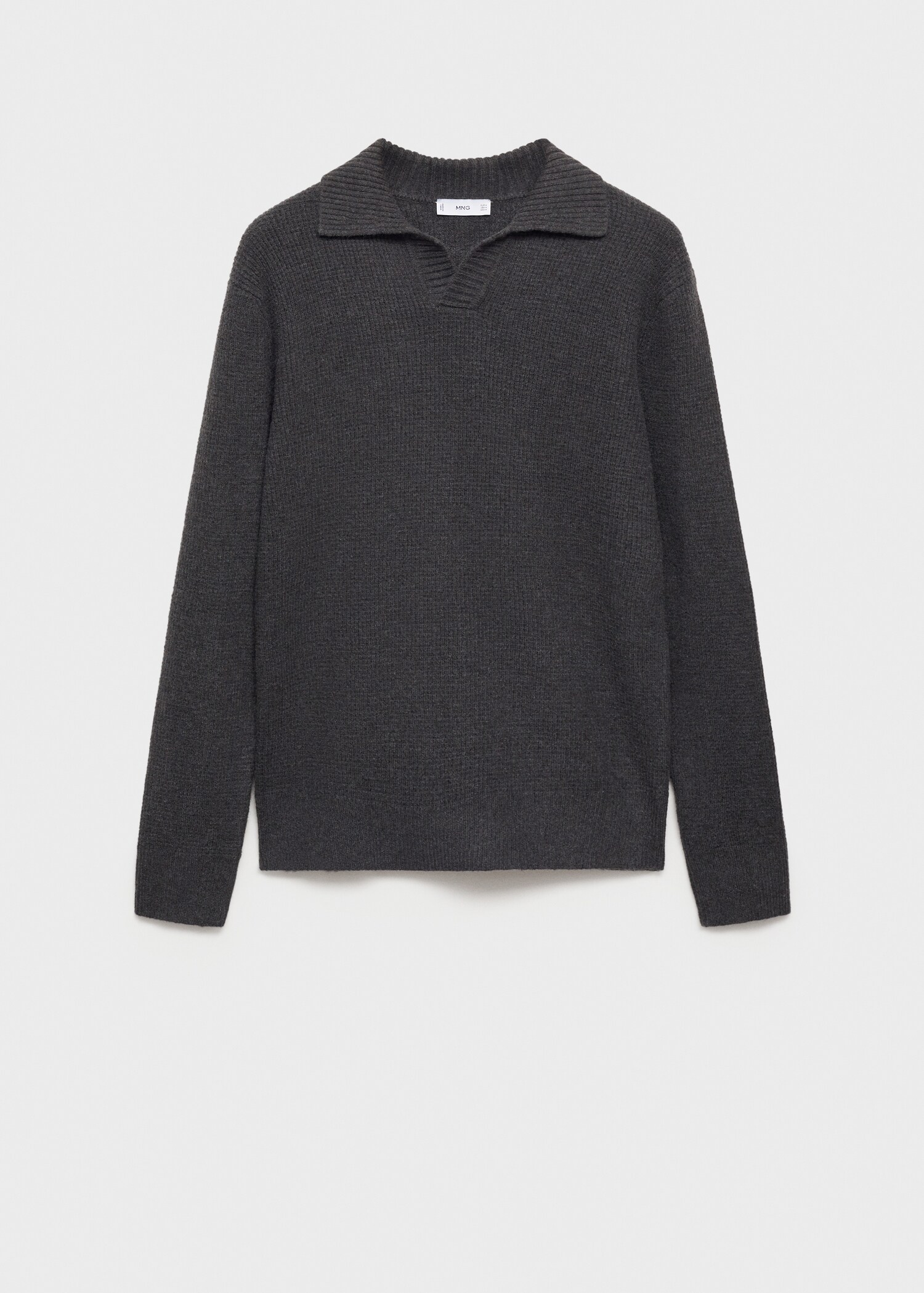 Knitted structured check polo sweater - Article without model