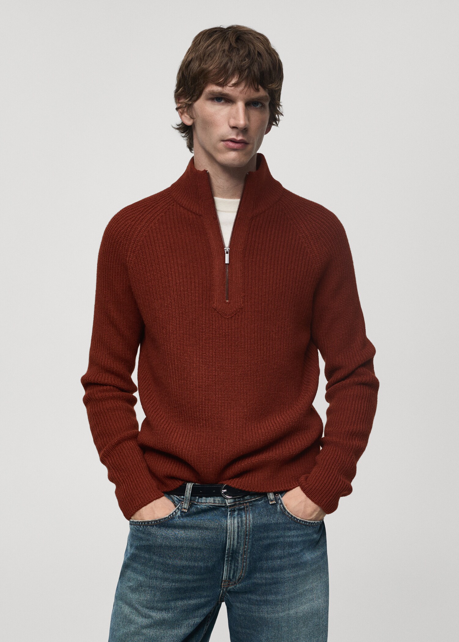 Jersey punto canalé cuello perkins - Plano medio