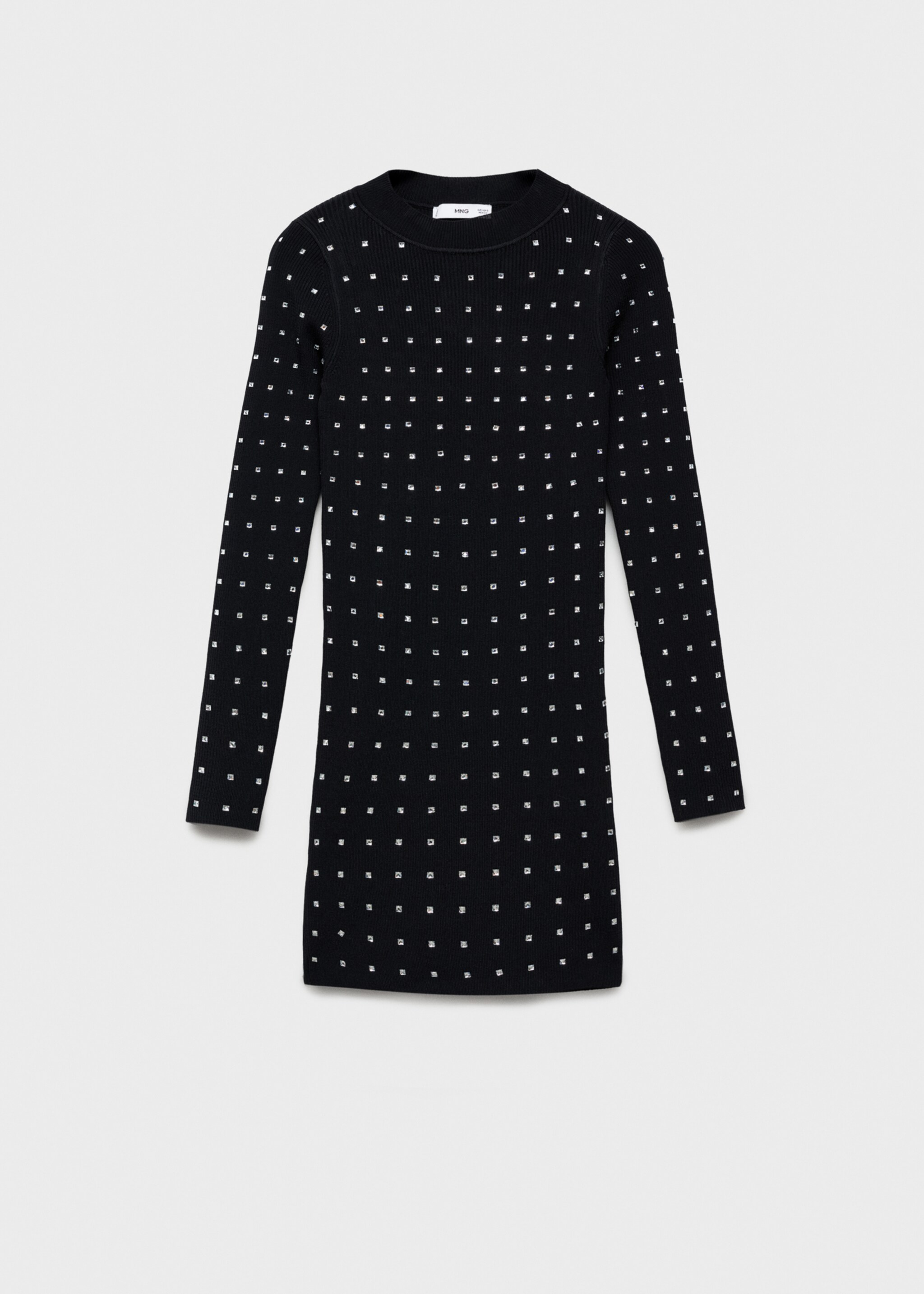 Knitted dress with rhinestone detail - Article without model, Black. Ref: 77009044-00.