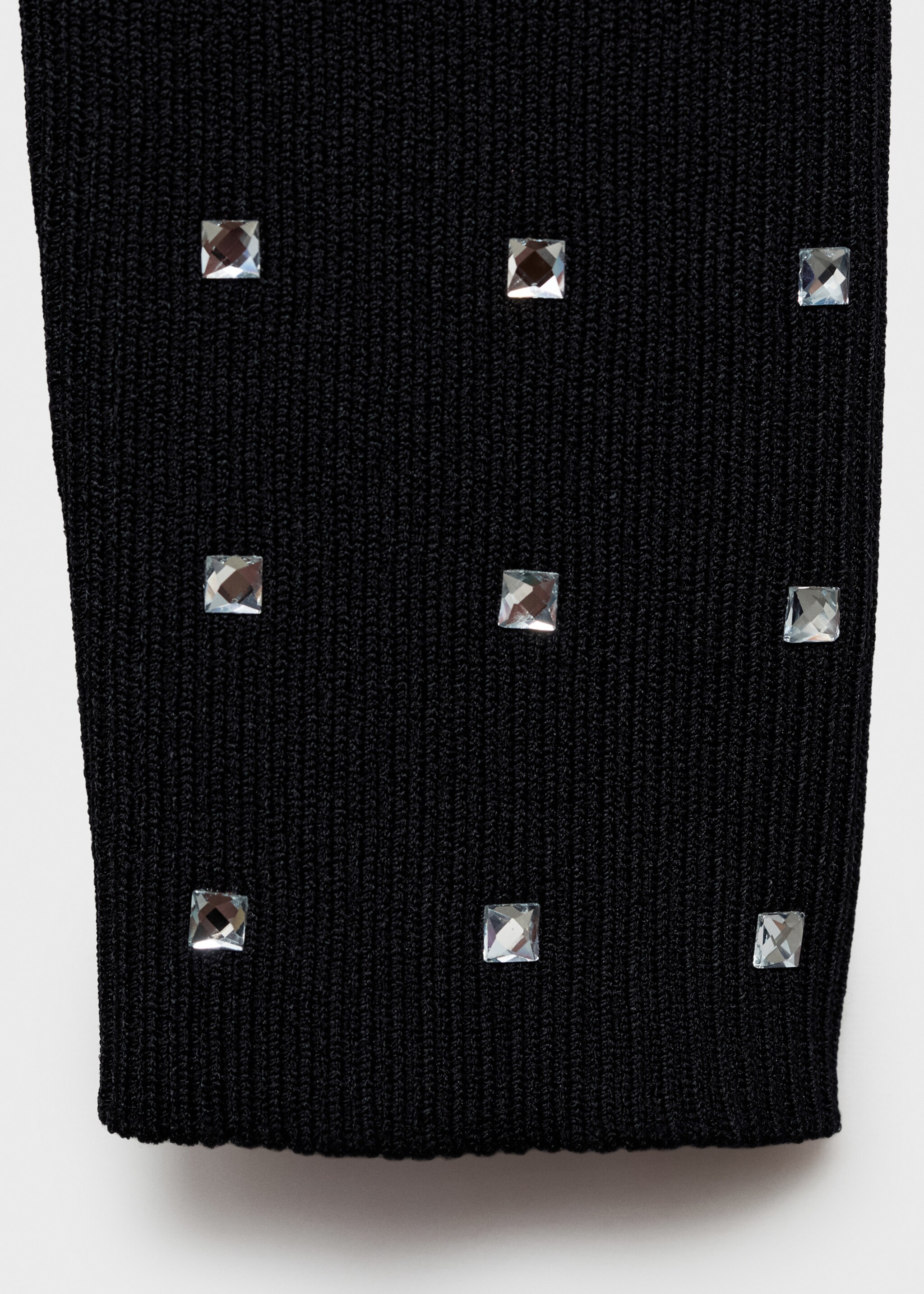 Knitted dress with rhinestone detail - Details of the article 0, Black. Ref: 77009044-00.