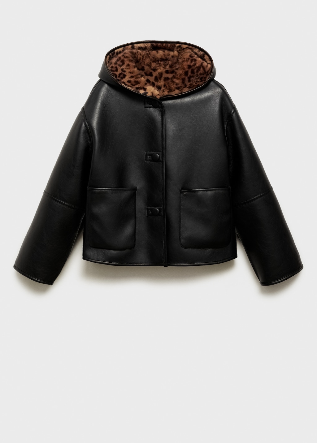 Reversible leopard-print jacket - Women | MANGO Japan Reversible leopard-print jacket - Women | MANGO Japan