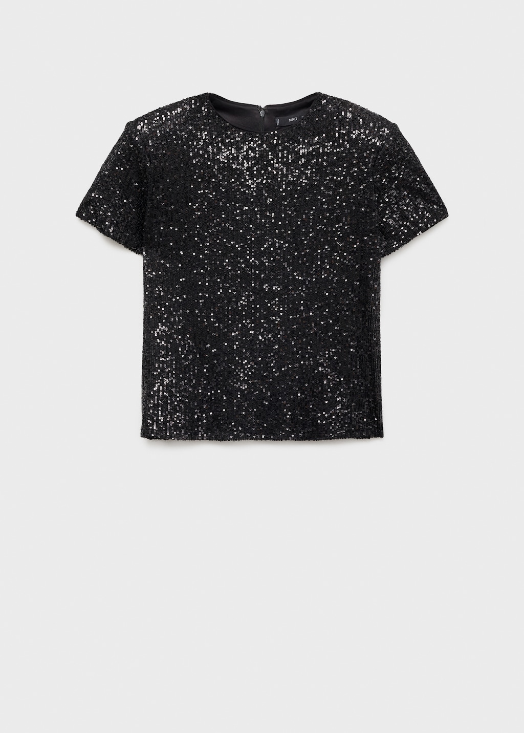 Sequined Short Sleeve Black and hotsell Cream Top M