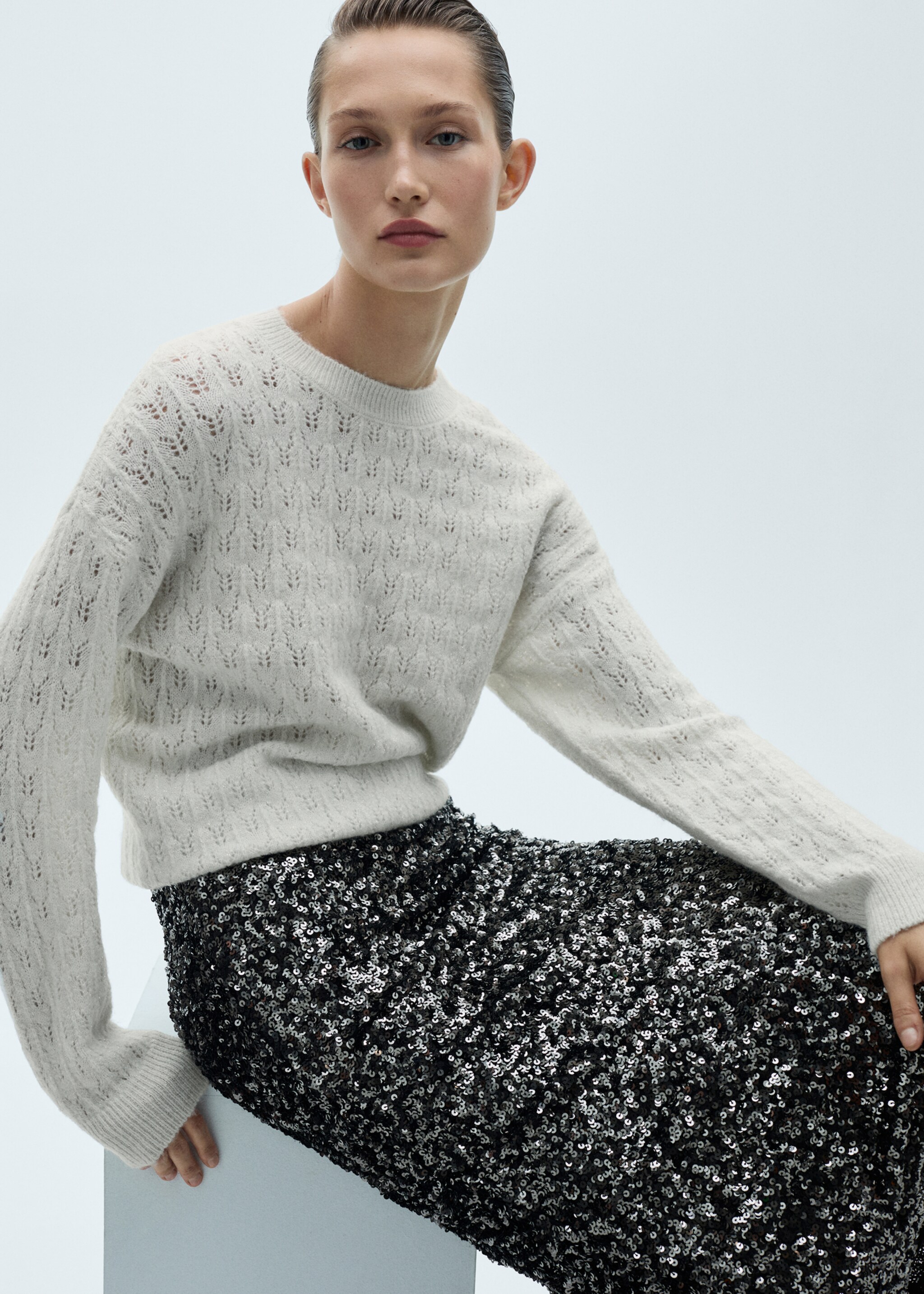 Openwork sweater with lúrex details - Medium plane
