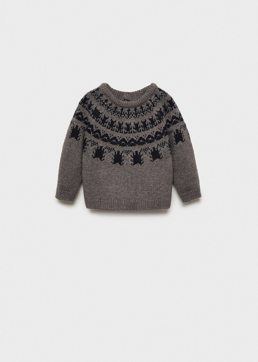MANGO BABY Jacquard wool sweater medium heather grey 3 6 months Kids