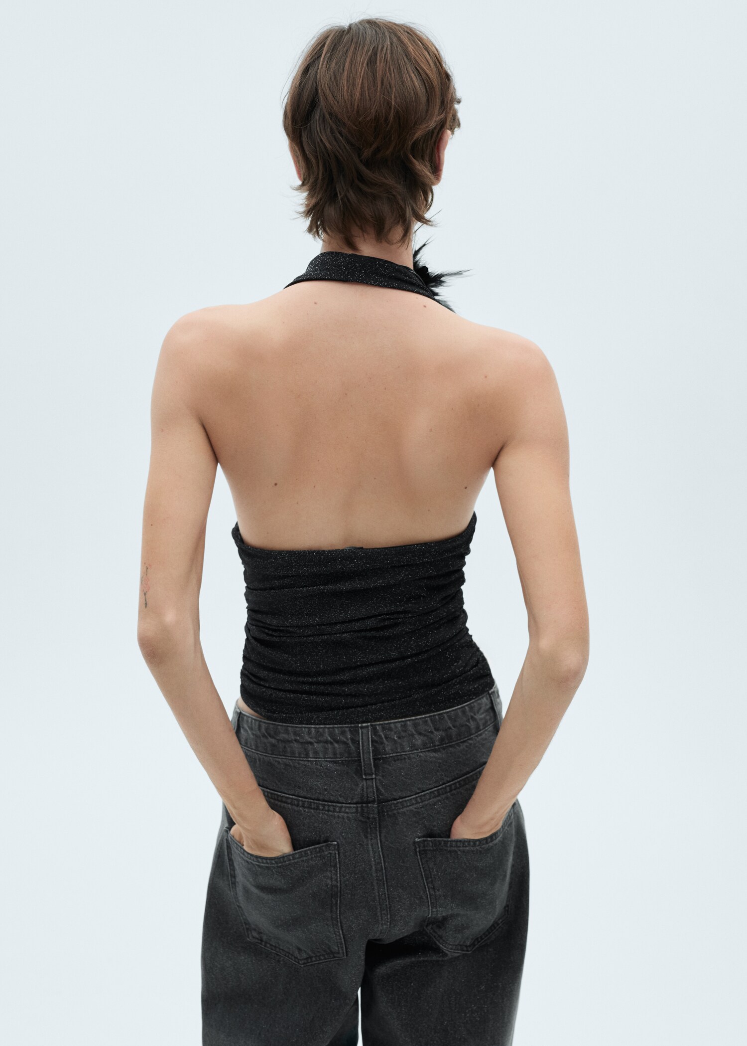 Halter-neck lurex knitted top - Reverse of the article