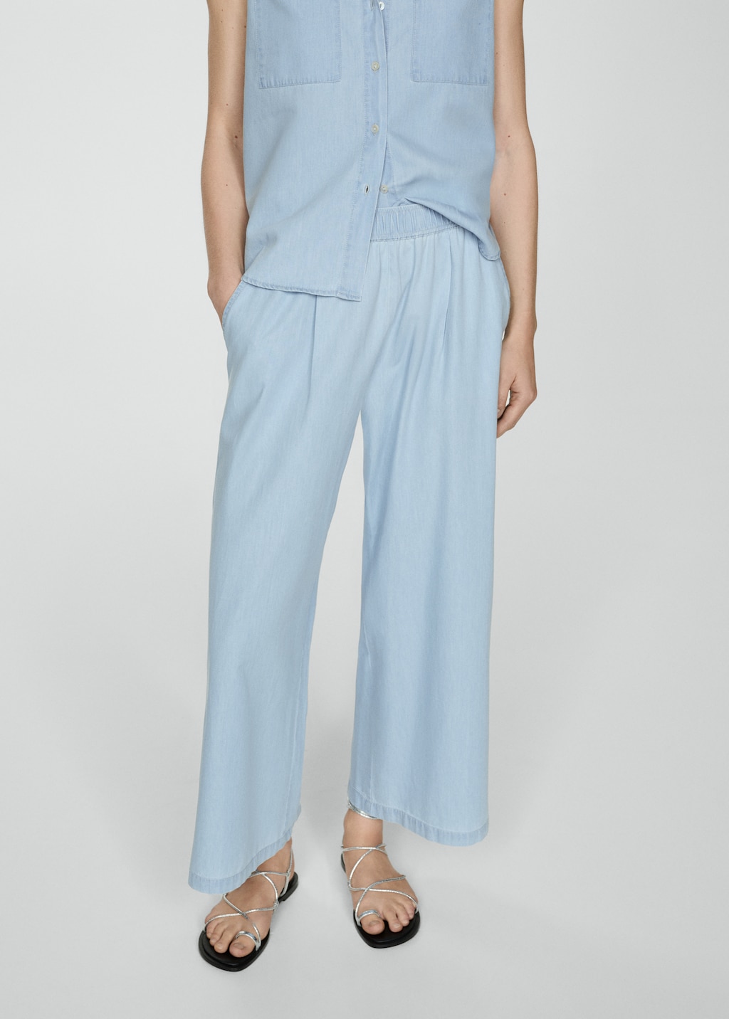 Mango Fließende Baumwollhose