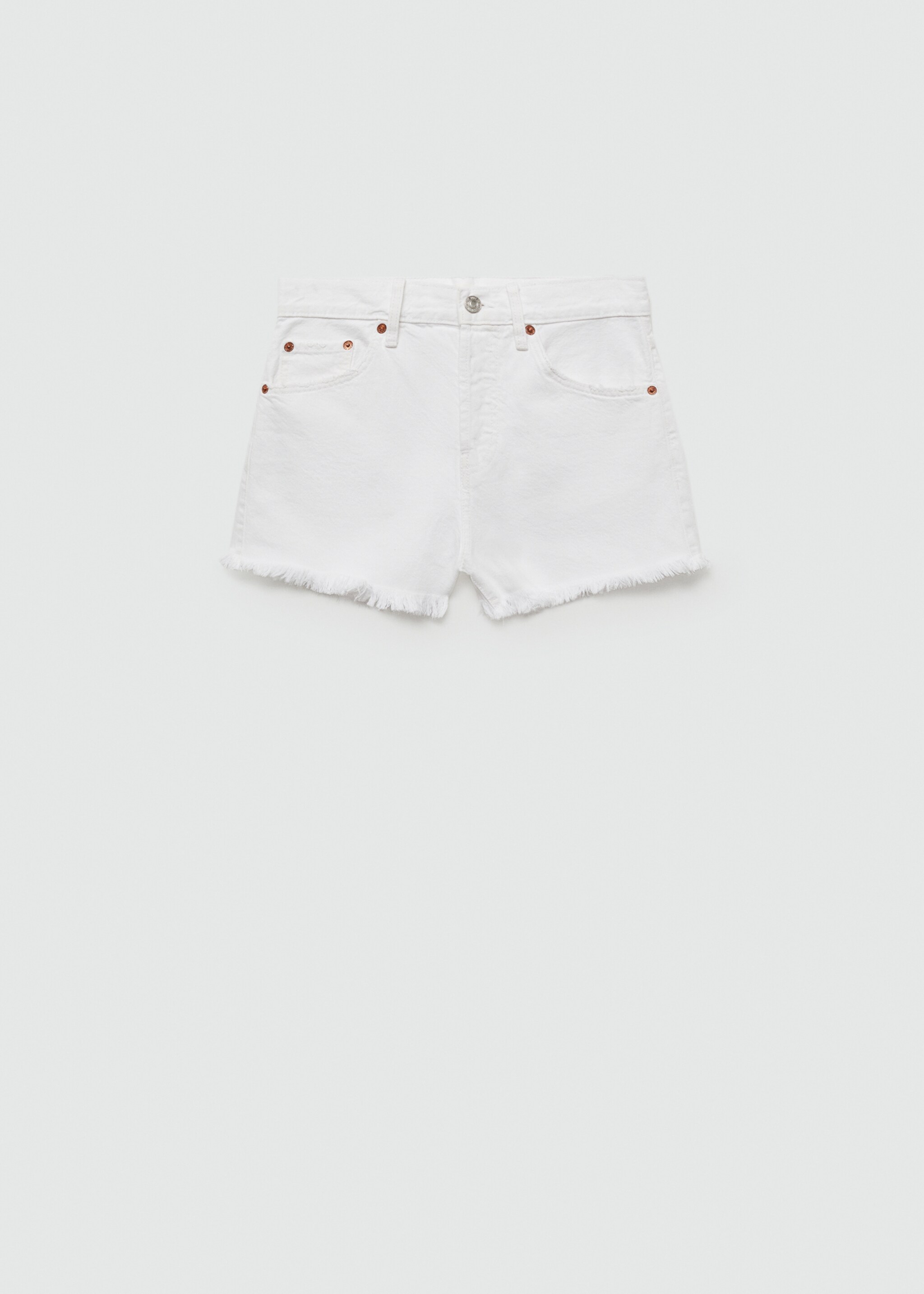 Short en jean revers effilochés - Article sans modèle, Blanc. Ref: 77010286-00.