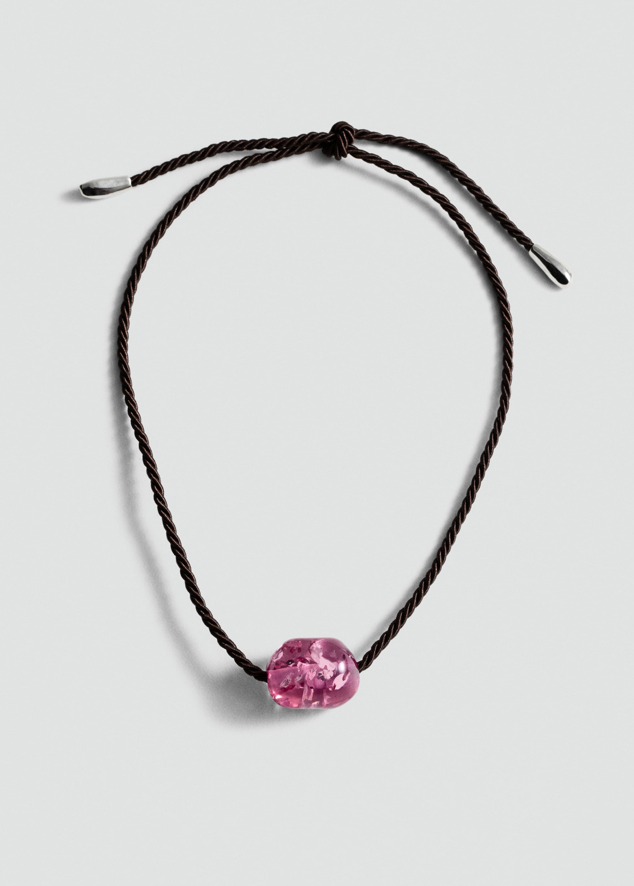 Ожерелье из шнурка с бусиной - Изделие без модели