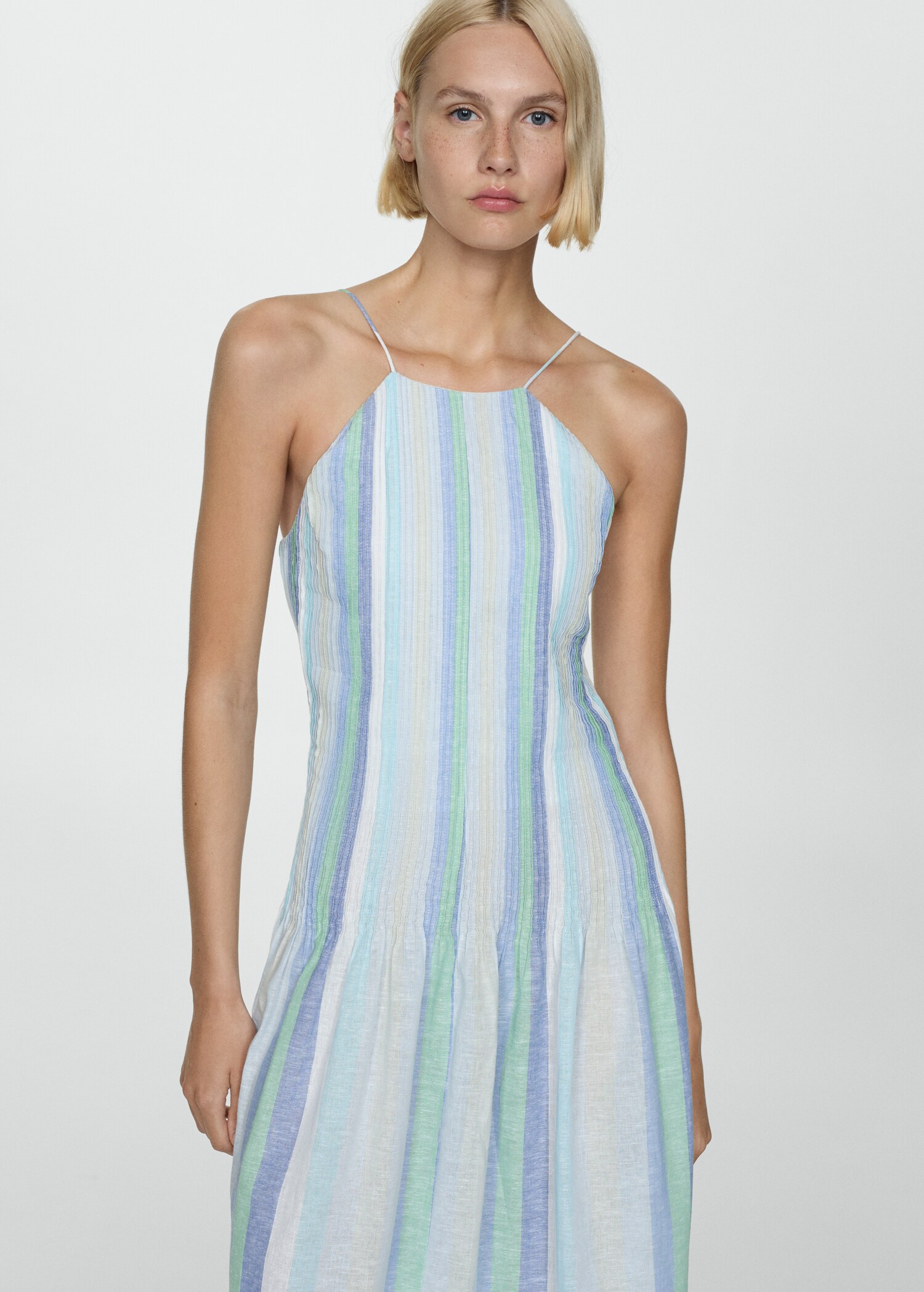 Vestido lino rayas