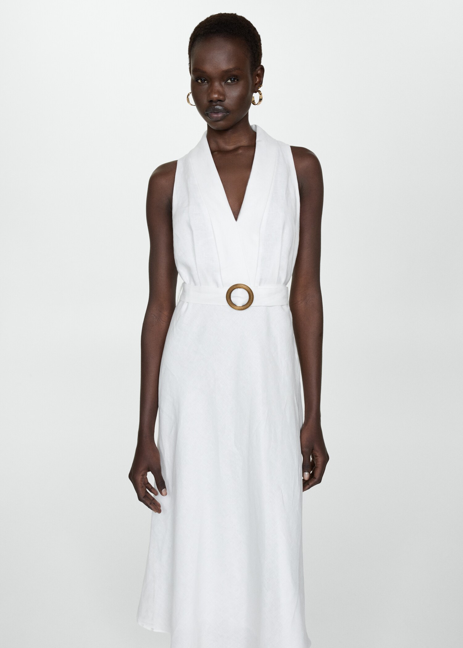 Belt linen dress - Medium plane