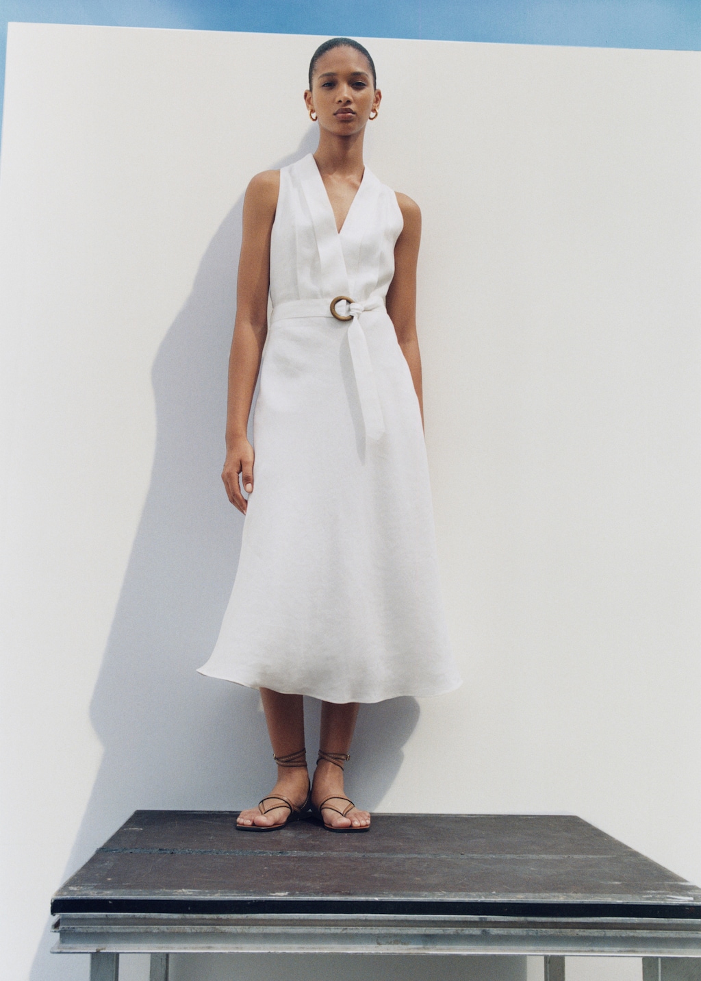 Belted linen dress hotsell